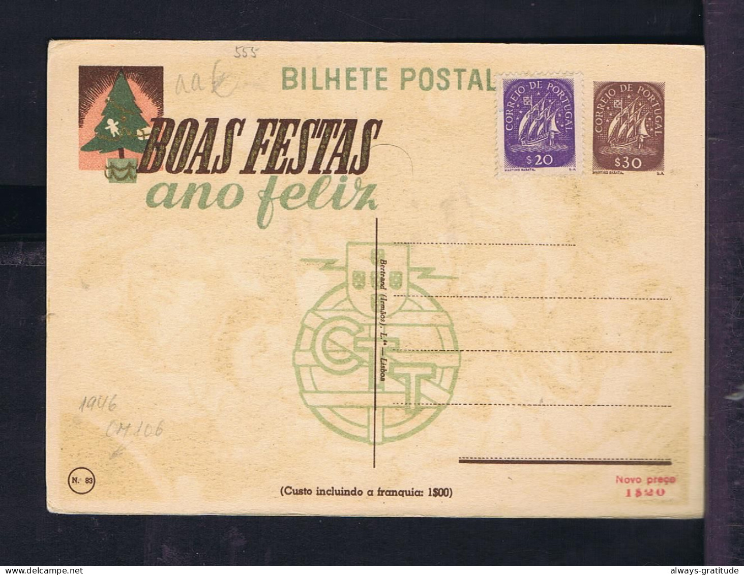 Sp10483 PORTUGAL Mint Postal Stationery /Noel Christmas 1946 Fêtes Food King-cake Family Painting By "GUIDA Otolini" - Christmas