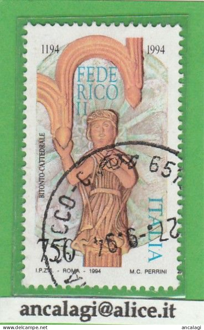 USATI ITALIA 1994 - Ref.0705 "FEDERICO II° IMPERATORE" 1 Val. - - 1991-00: Gebraucht