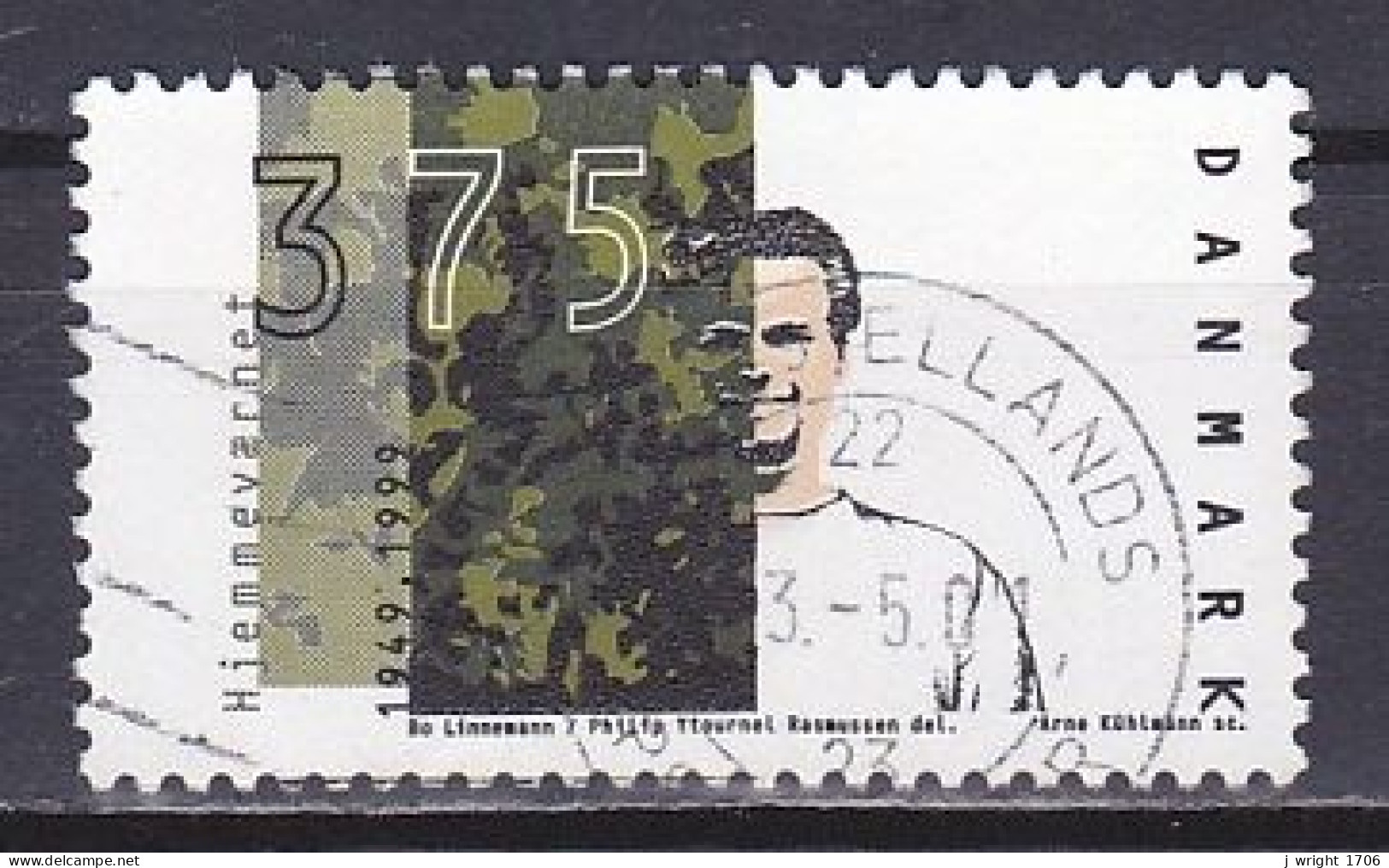 Denmark, 1999, Home Guard 50th Anniv, 3.75kr, USED - Gebruikt