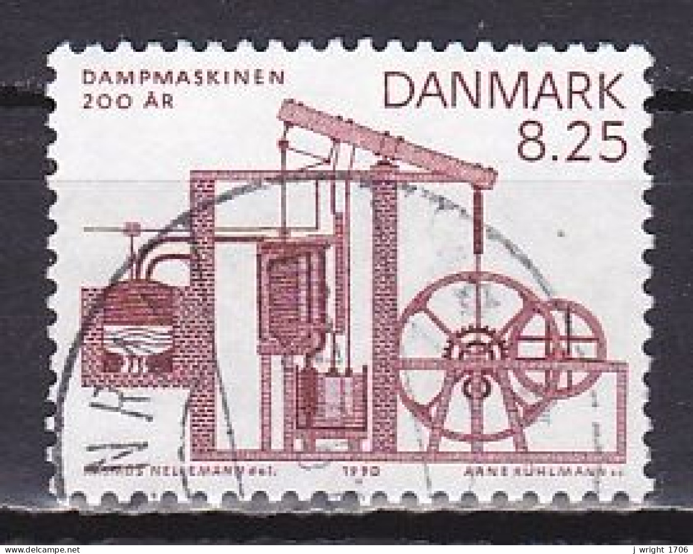 Denmark, 1990, Denmarks First Steam Engine Bicentenary, 8.25kr, USED - Used Stamps