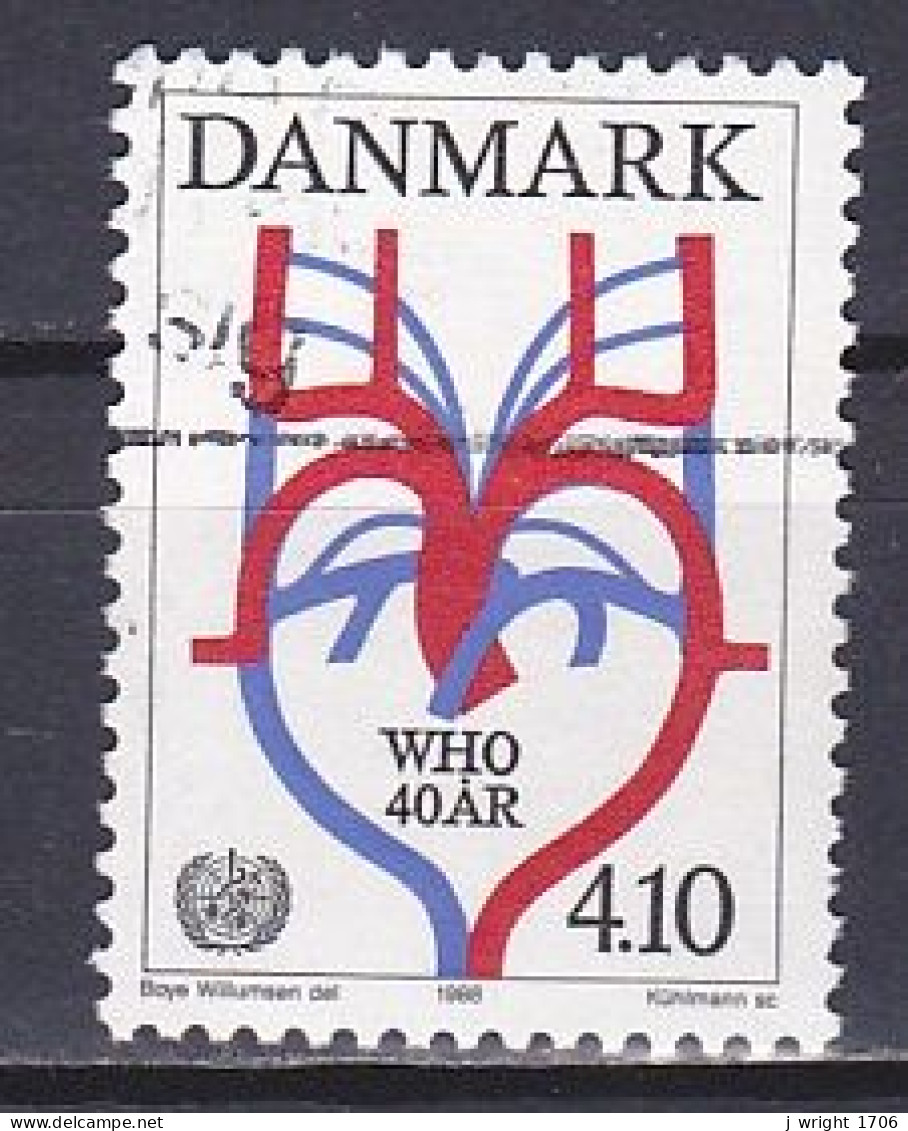 Denmark, 1988, World Health Organization WHO 40th Anniv, 4.10kr, USED - Gebraucht