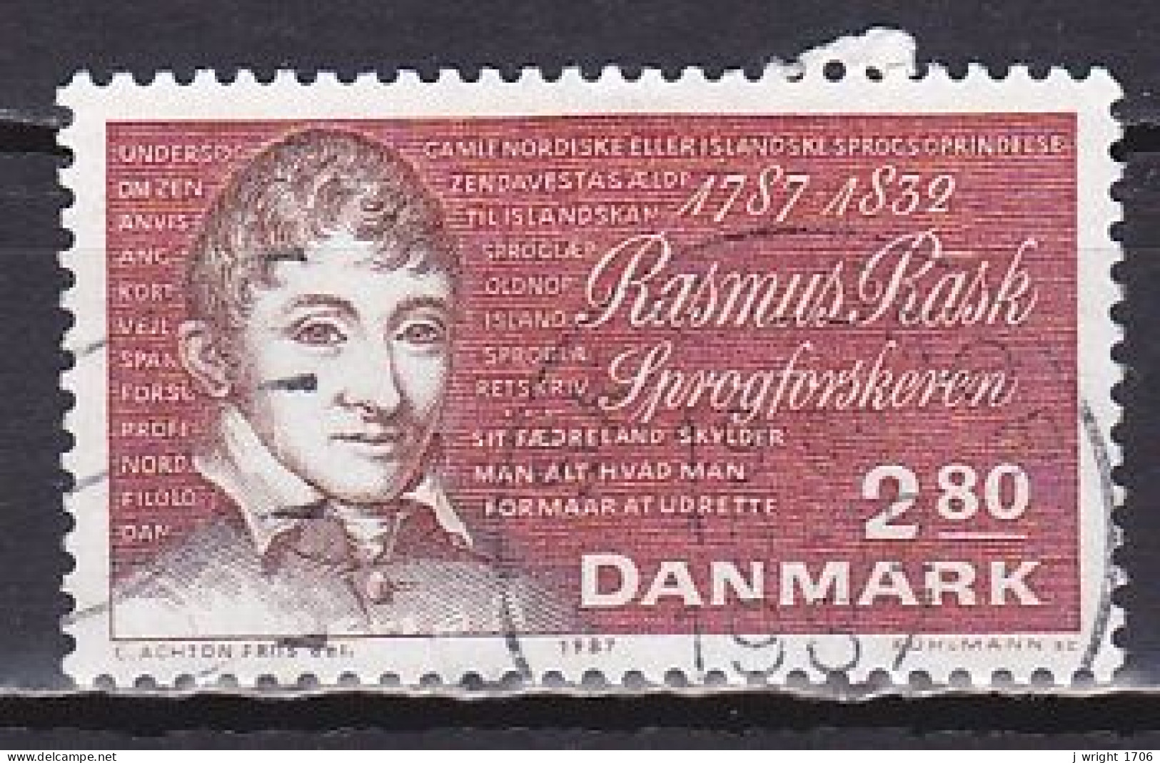 Denmark, 1987, Rasmus Rask, 2.80kr, USED - Gebraucht