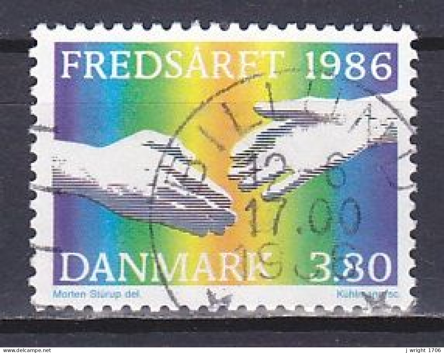 Denmark, 1986, International Peace Year, 3.80kr, USED - Gebraucht