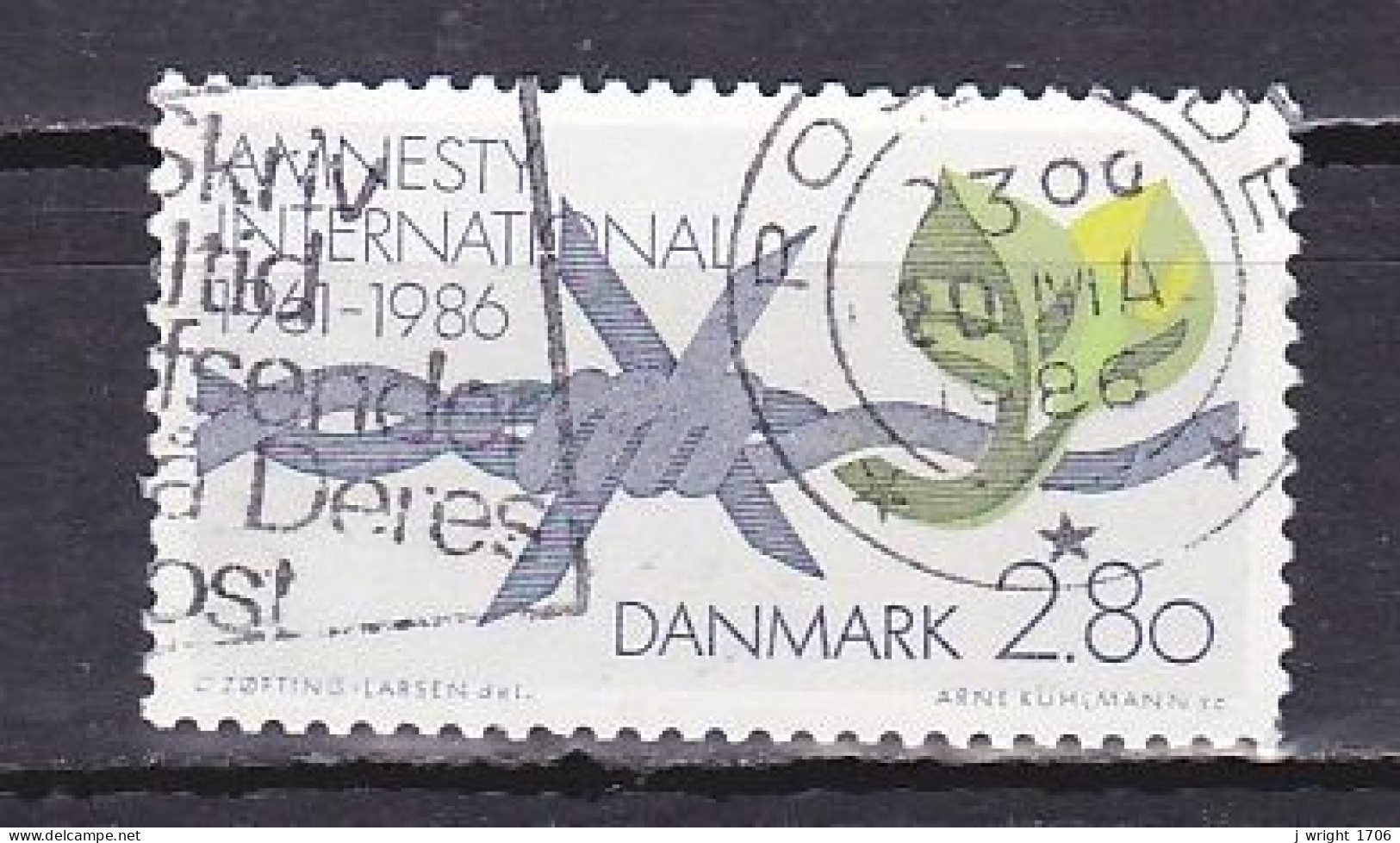 Denmark, 1986, Amnesty International 25th Anniv, 2.80kr, USED - Gebraucht