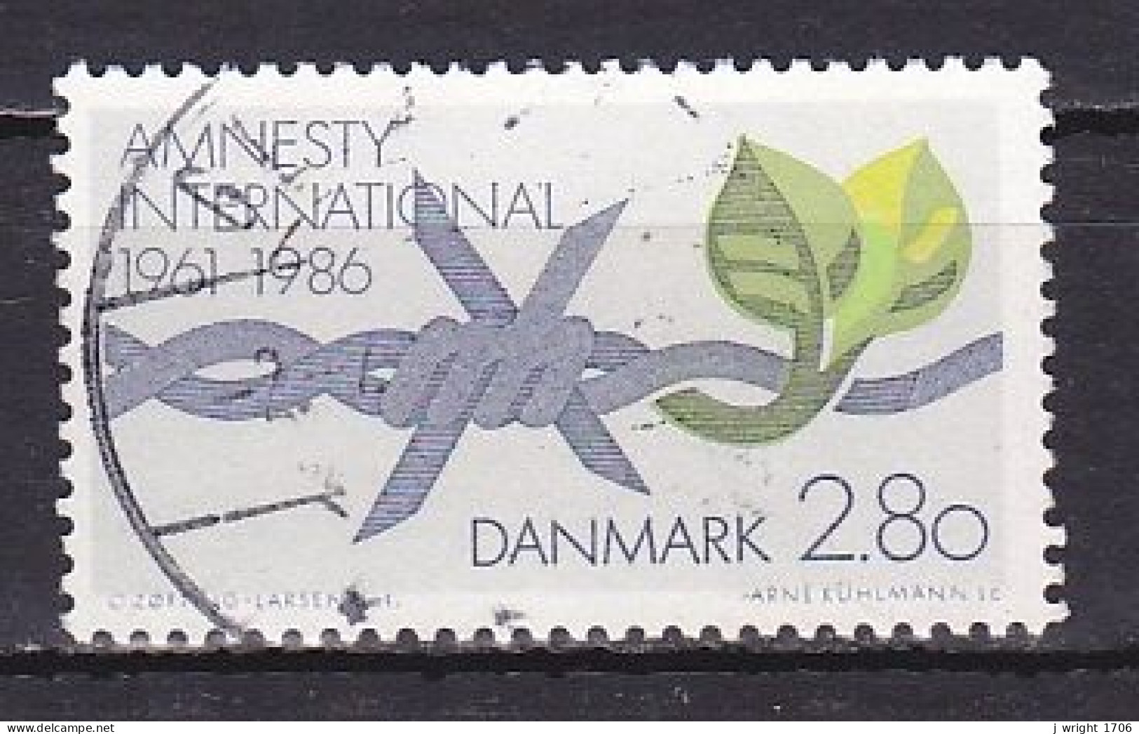 Denmark, 1986, Amnesty International 25th Anniv, 2.80kr, USED - Usado