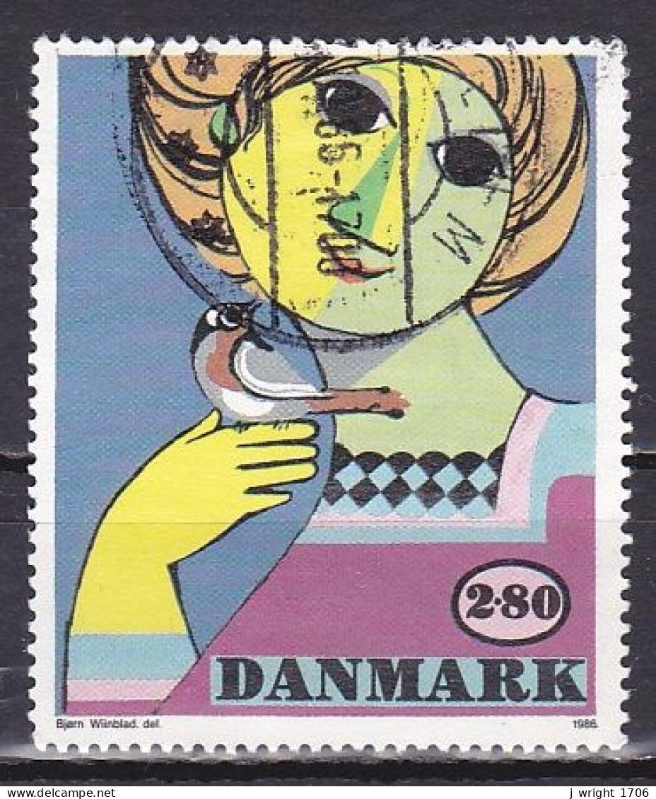 Denmark, 1986, 'Girl With Bird' Bjorn Wiinblad, 2.80kr, USED - Usado