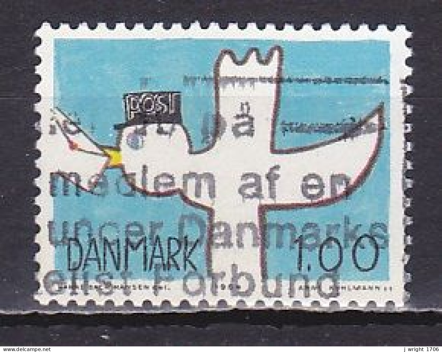Denmark, 1984, Bird With Letter, 1.00kr, USED - Usado