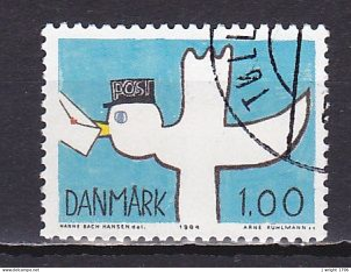 Denmark, 1984, Bird With Letter, 1.00kr, USED - Used Stamps