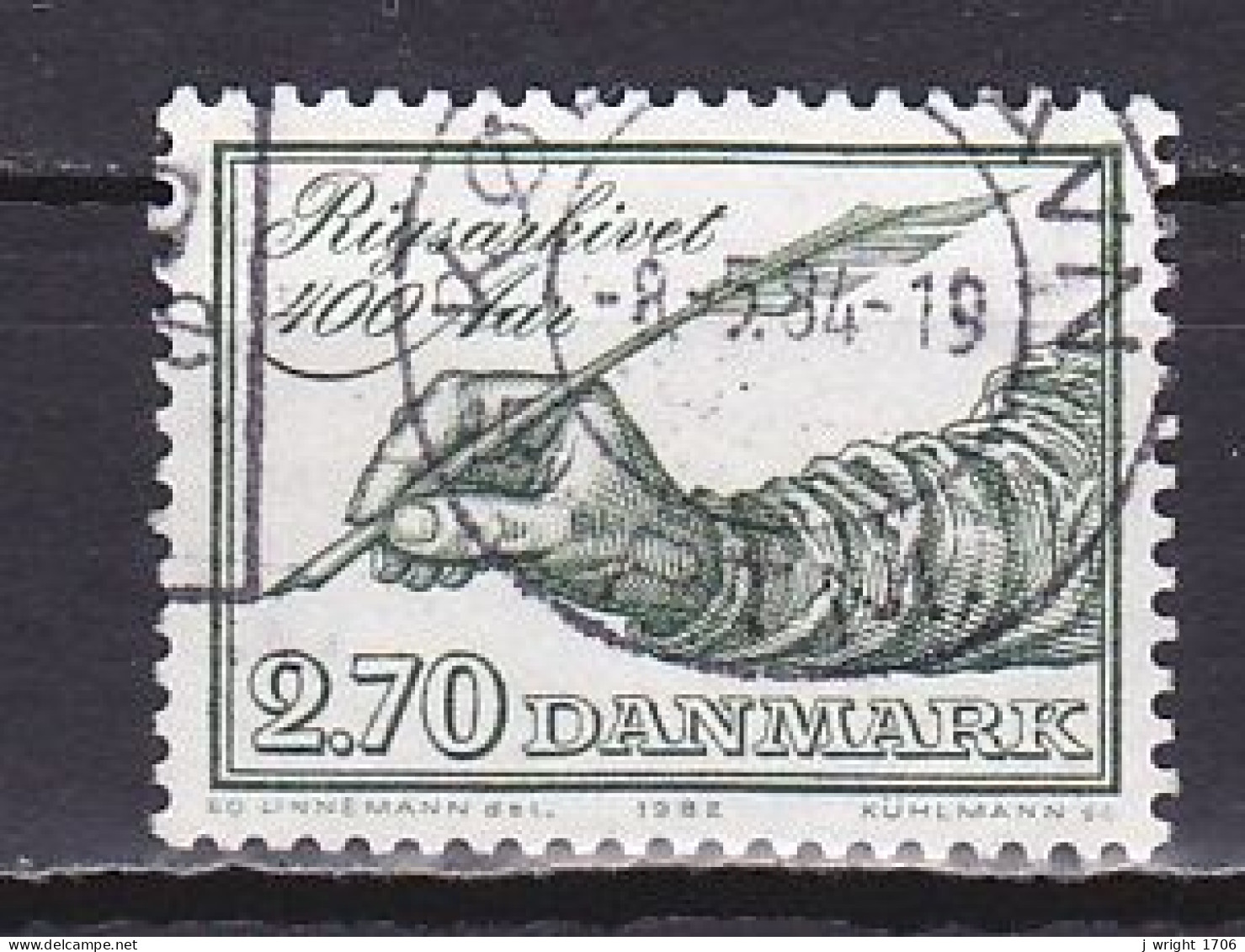 Denmark, 1982, Record Office 400th Anniv, 2.70kr, USED - Gebraucht