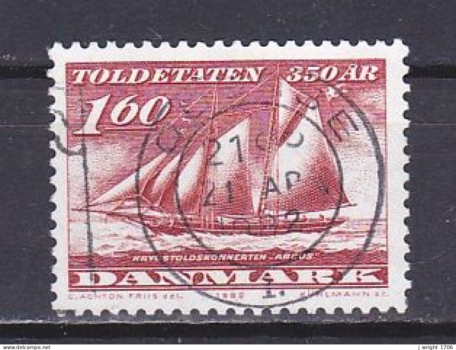 Denmark, 1982, Customs Service 350th Anniv, 1.60kr, USED - Oblitérés