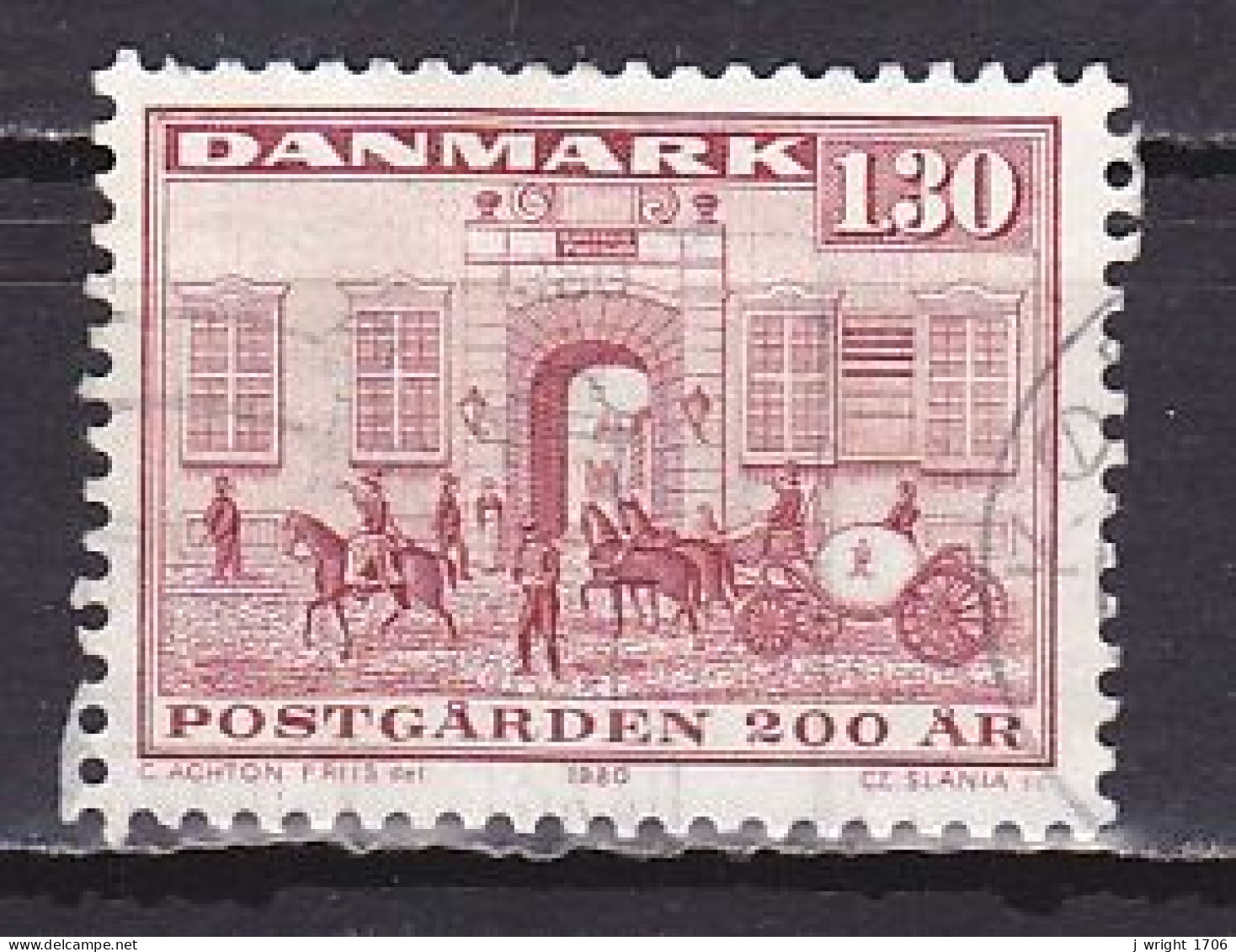 Denmark, 1980, National Postal Service Bicentenary, 1.30kr, USED - Gebruikt
