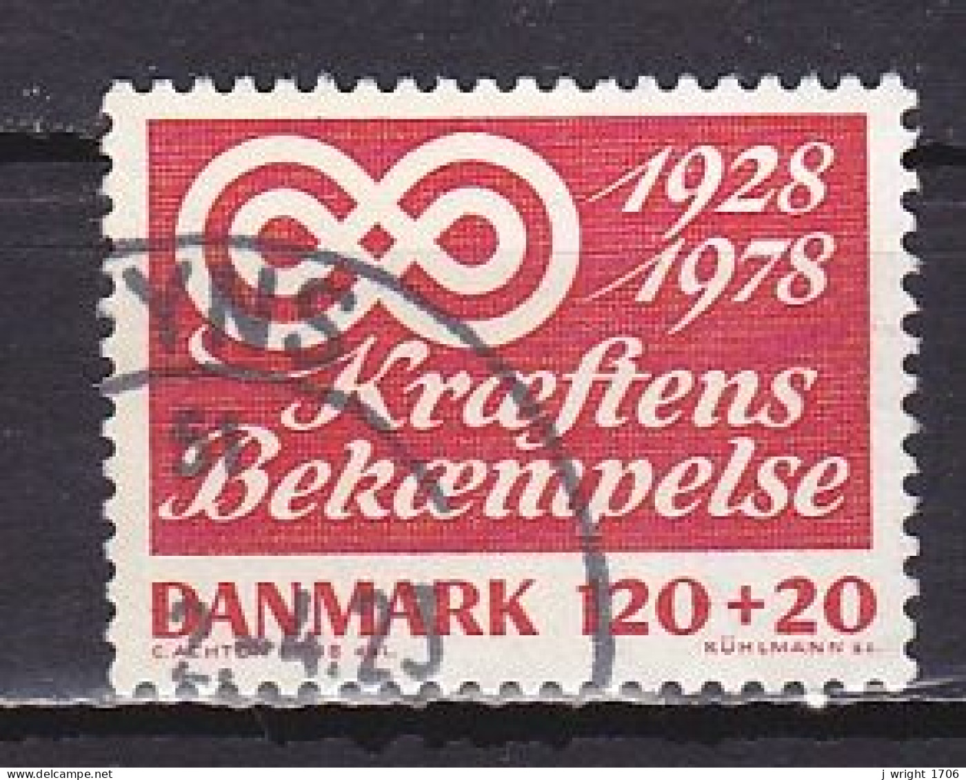 Denmark, 1978, Cancer Campaign 50th Anniv, 120ø + 20ø, USED - Usado