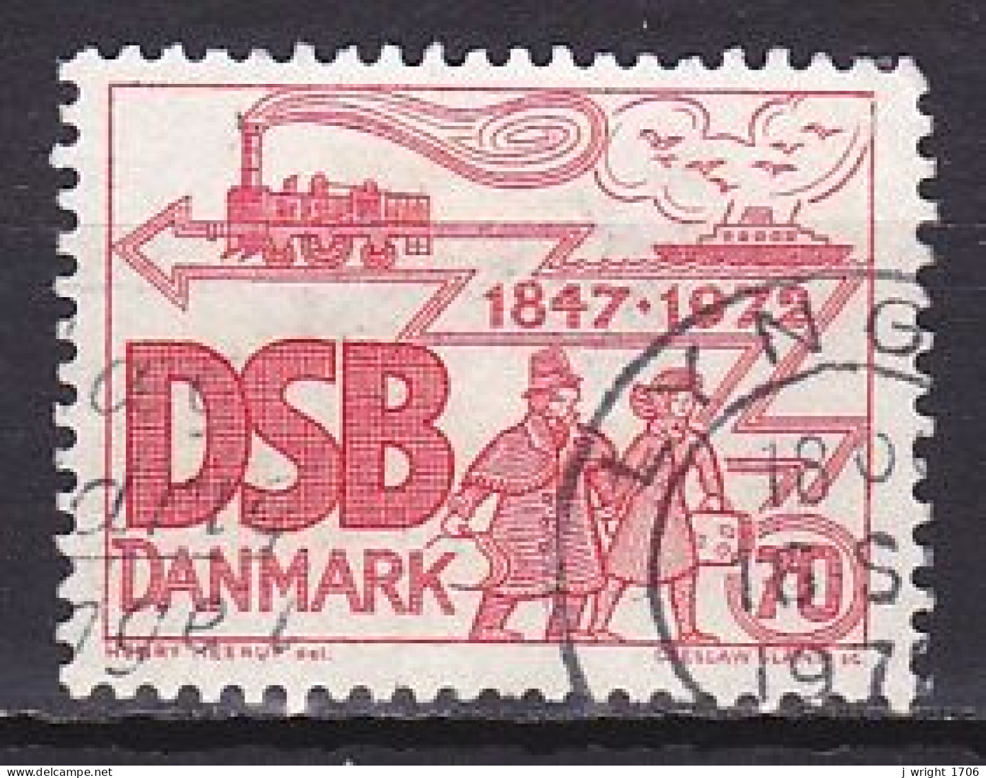 Denmark, 1972, Danish State Railways 125th Anniv, 70ø, USED - Usati