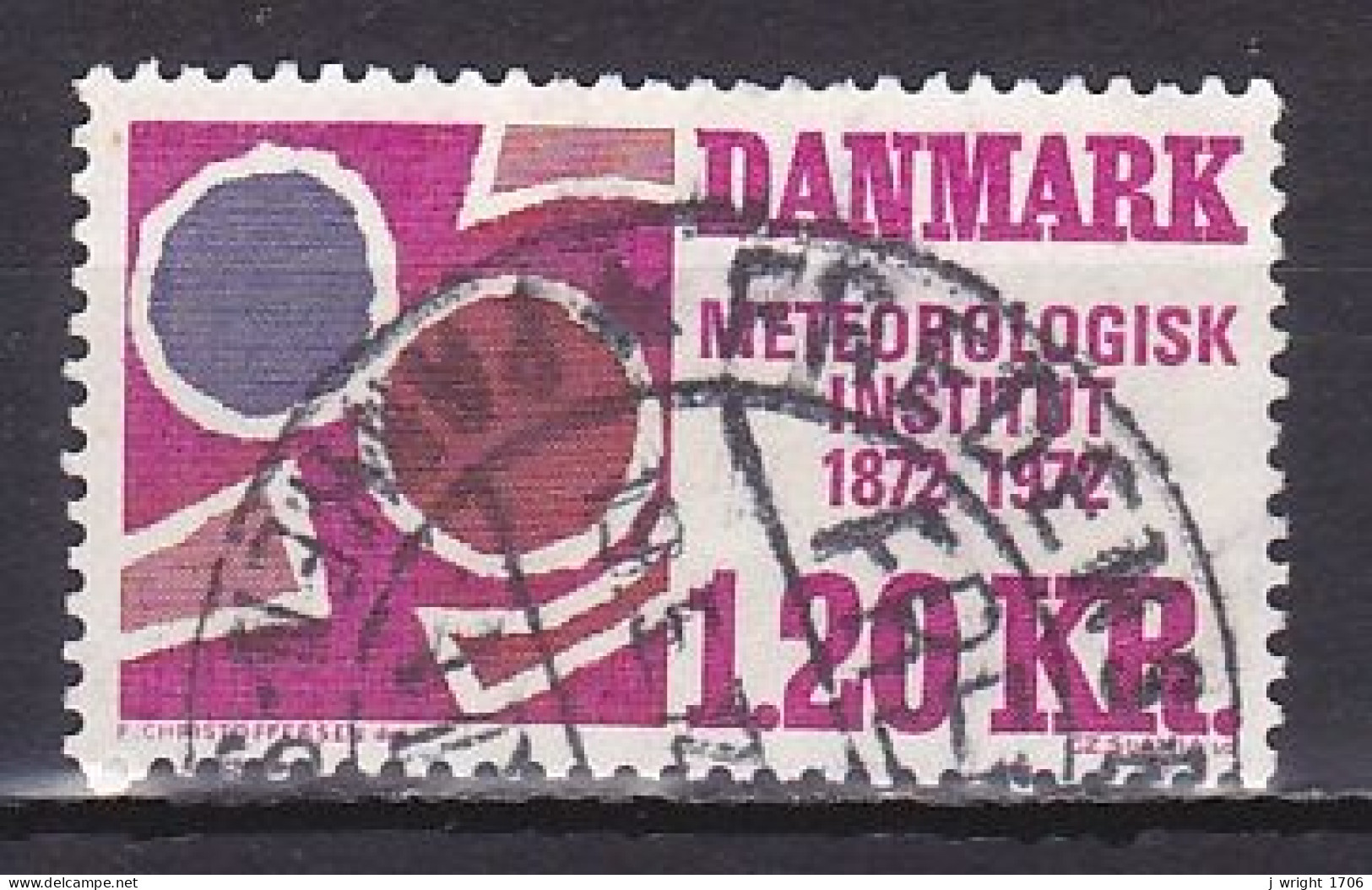 Denmark, 1972, Meteorological Office Centenary, 1.20kr, USED - Oblitérés