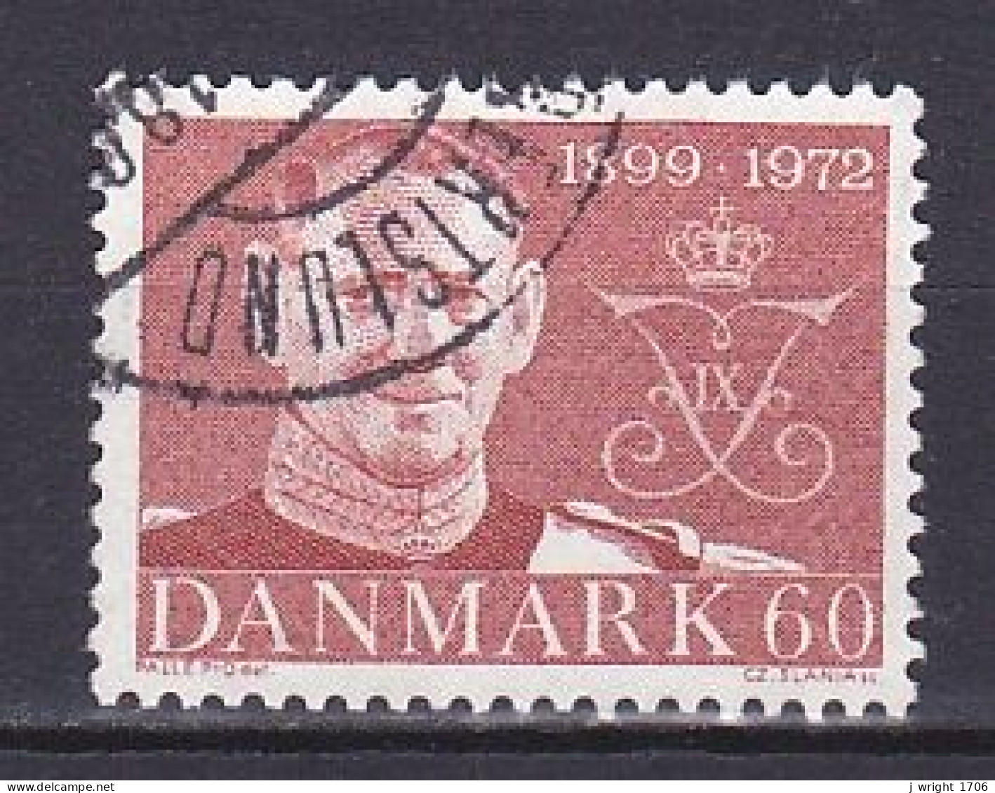 Denmark, 1972, King Frederik IX Memoriam, 60ø, USED - Oblitérés