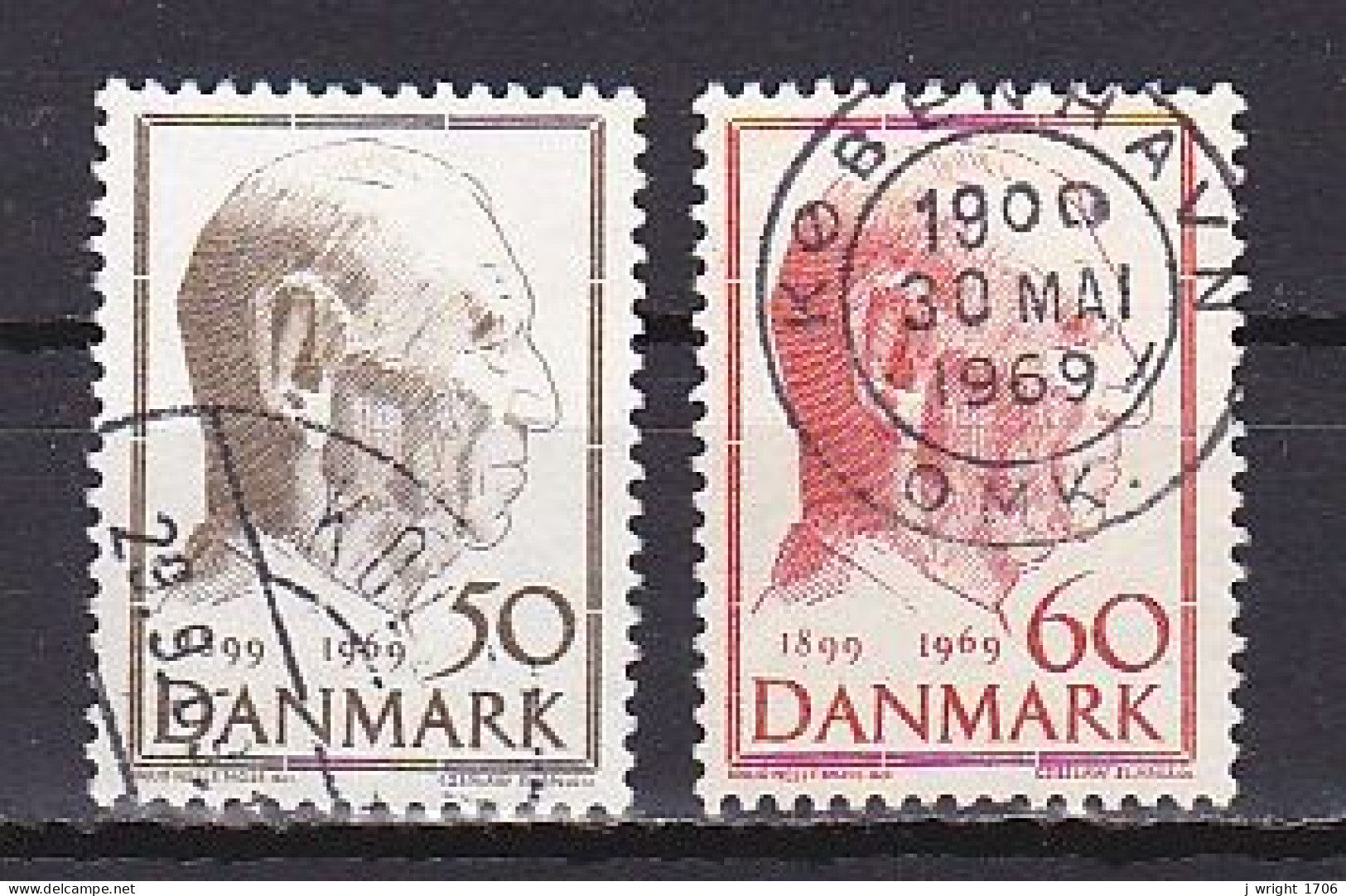 Denmark, 1969, King Frederik IX 70th Birthday, Set, USED - Usado