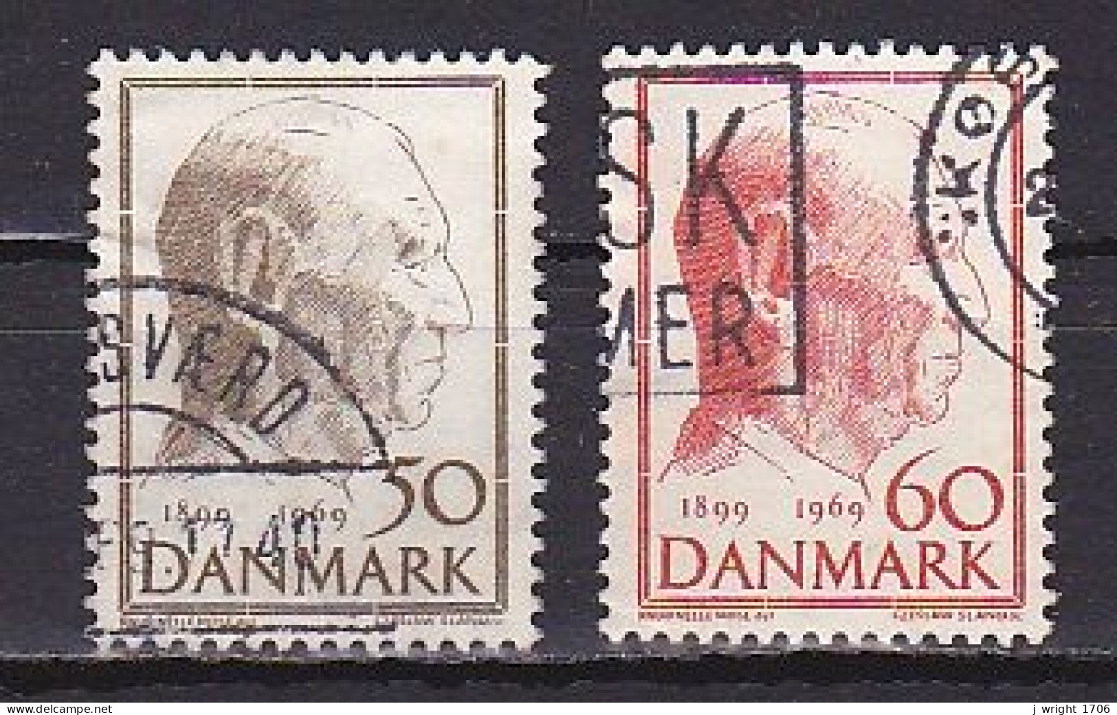 Denmark, 1969, King Frederik IX 70th Birthday, Set, USED - Usati
