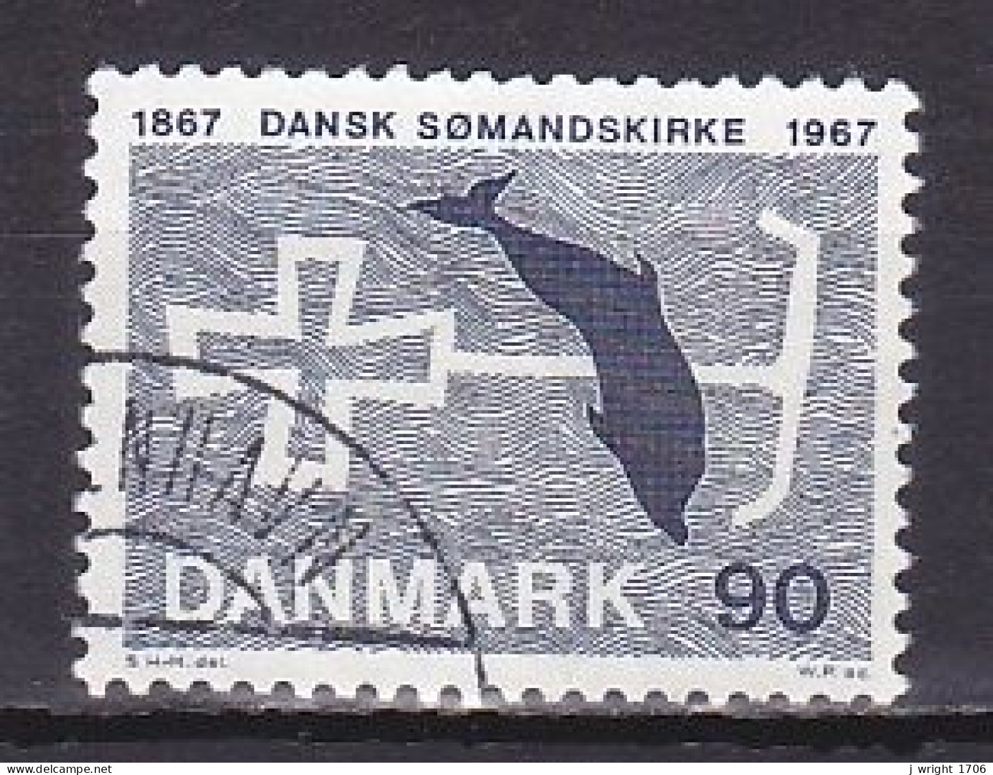 Denmark, 1967, Danish Seamen's Church 100th Anniv, 90ø, USED - Usati