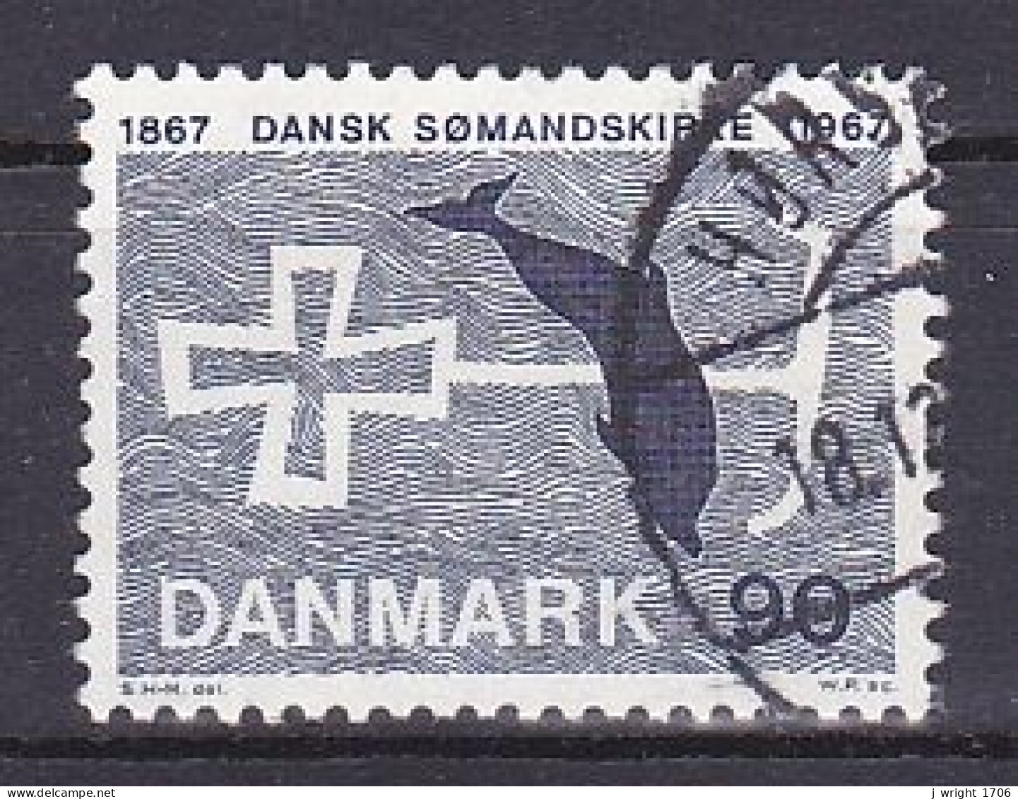 Denmark, 1967, Danish Seamen's Church 100th Anniv, 90ø, USED - Usati