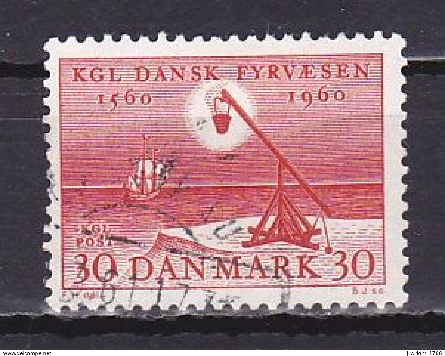 Denmark, 1960, Lighthouse Service 400th Anniv, 30ø, USED - Gebraucht