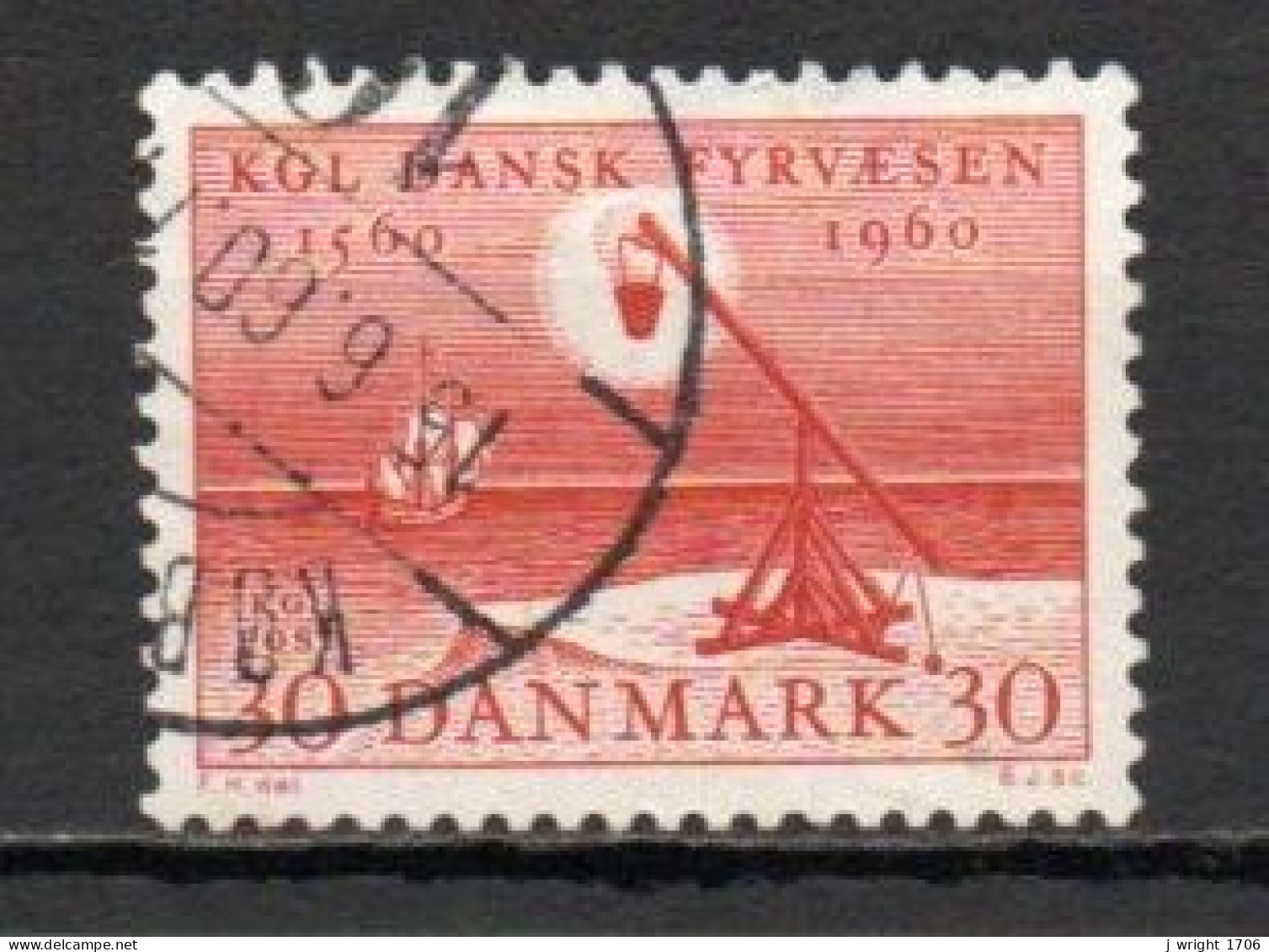 Denmark, 1960, Lighthouse Service 400th Anniv, 30ø, USED - Gebruikt