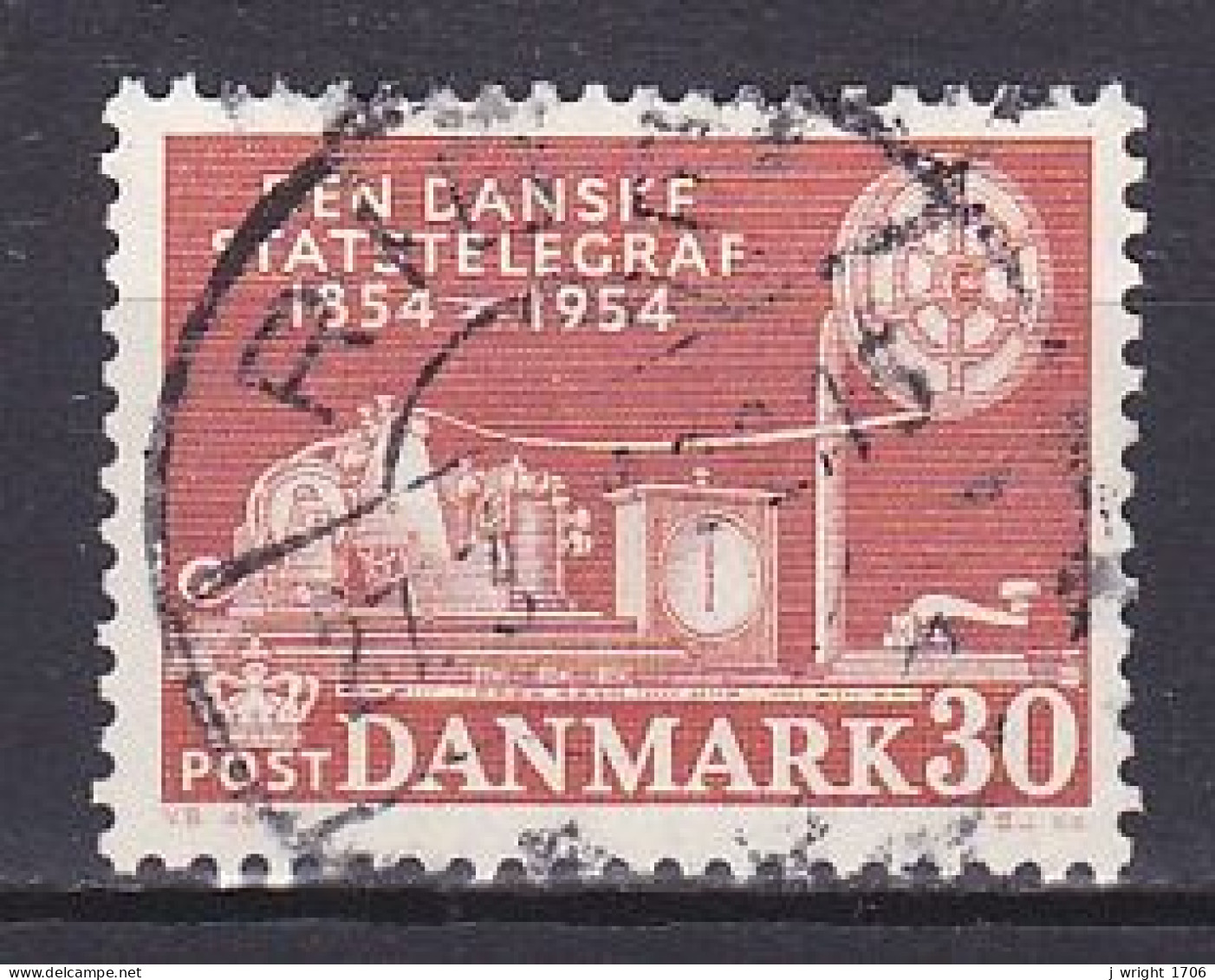 Denmark, 1954, Telecommunications Centenary, 30ø, USED - Used Stamps