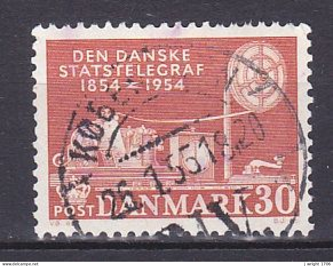 Denmark, 1954, Telecommunications Centenary, 30ø, USED - Oblitérés