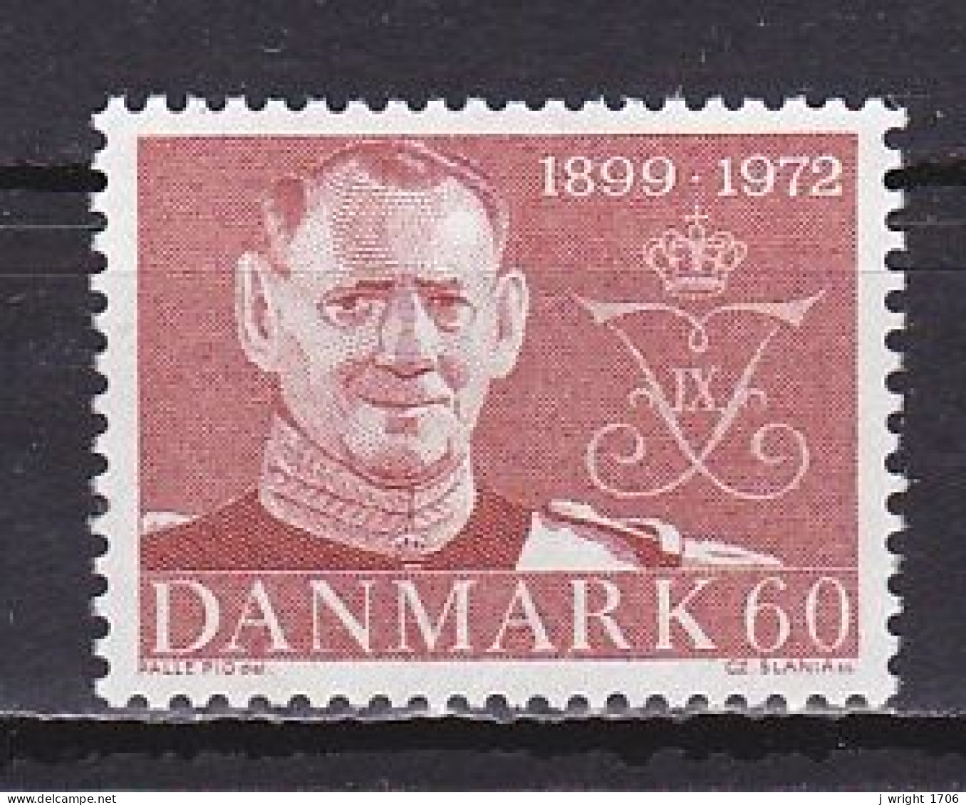 Denmark, 1972, King Frederik IX Memoriam, 60ø, MH - Unused Stamps
