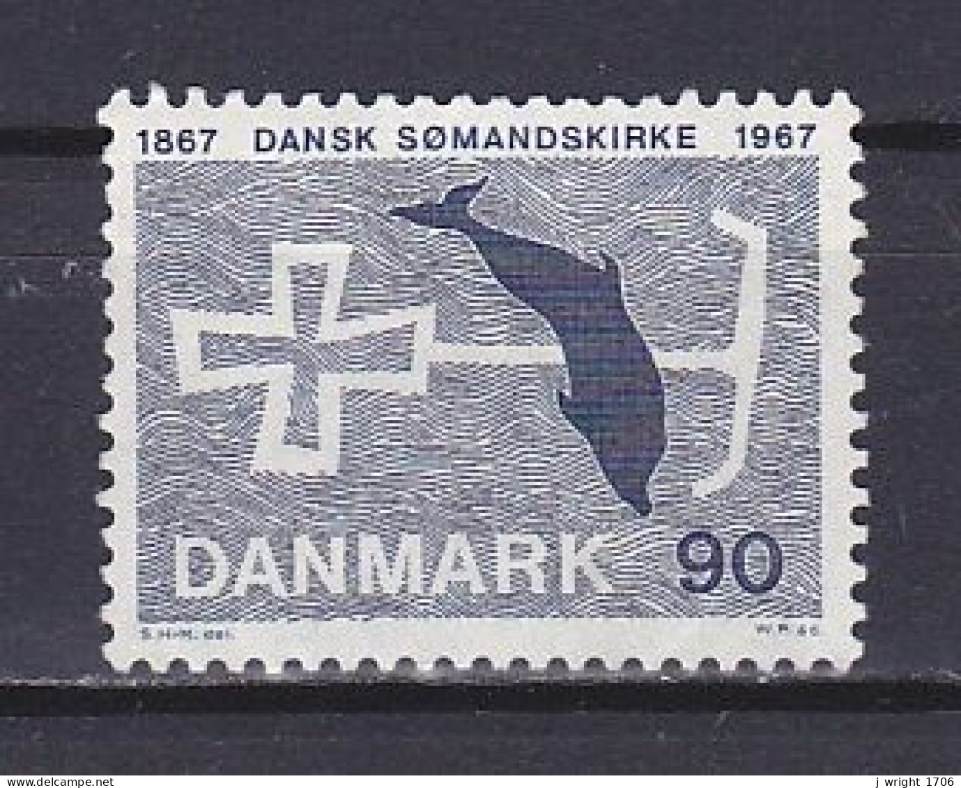 Denmark, 1967, Danish Seamen's Church 100th Anniv, 90ø, MH - Neufs