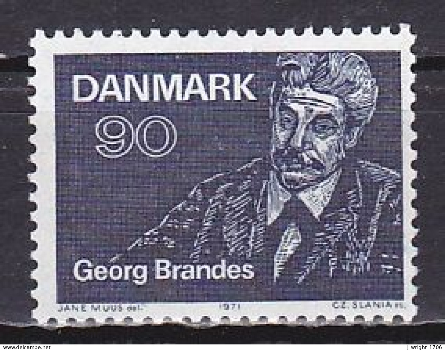 Denmark, 1971, Georg Brandes First Lectures Centenary, 90ø, MH - Unused Stamps