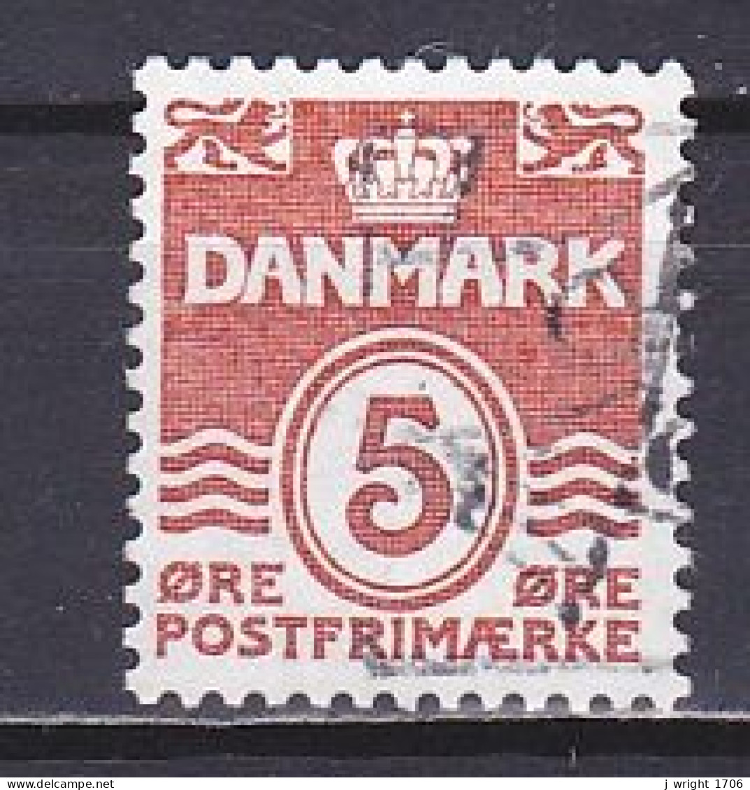 Denmark, 1989, Numeral & Wave Lines, 5ø, USED - Gebruikt