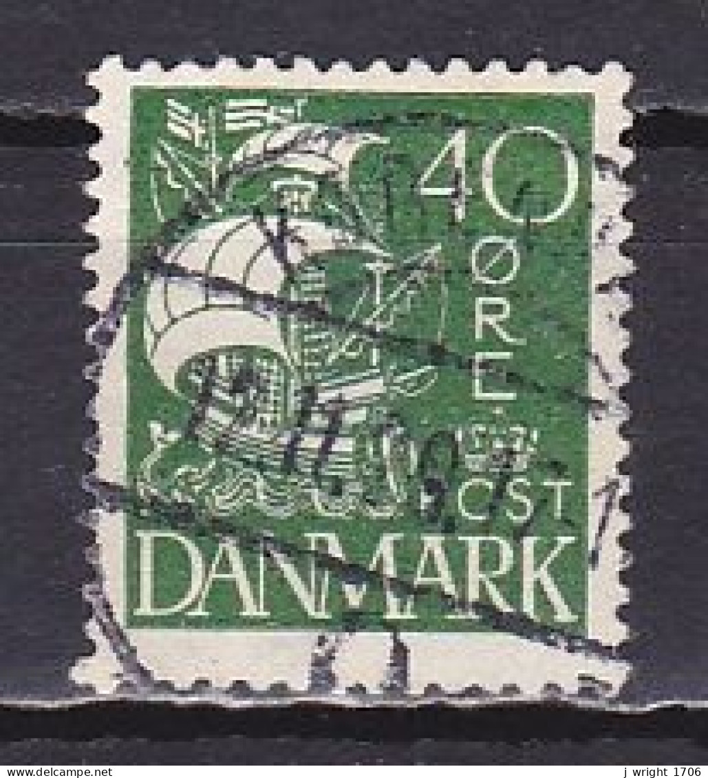 Denmark, 1927, Caravel/Solid Background, 40ø, USED - Gebruikt