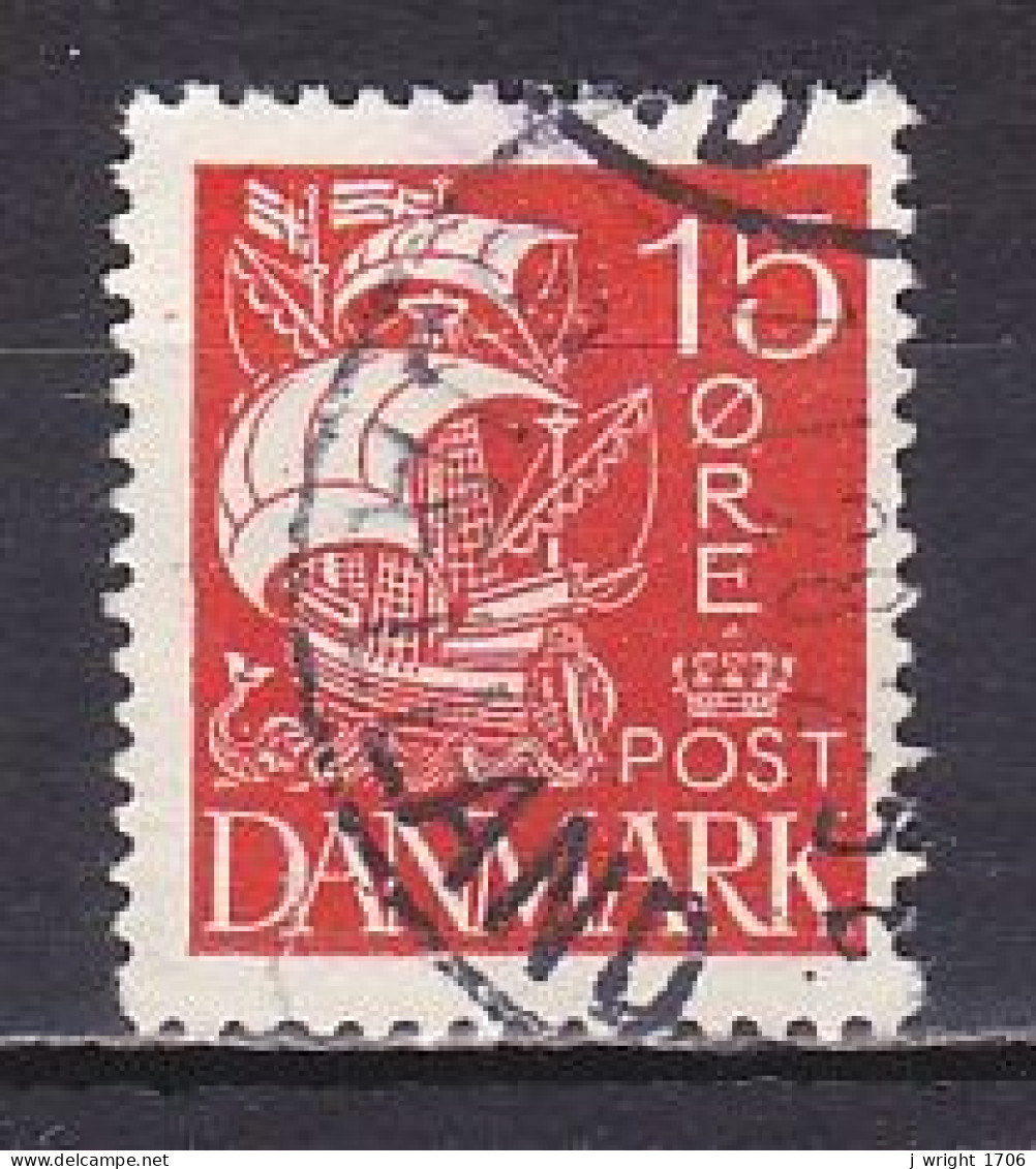 Denmark, 1927, Caravel/Solid Background, 15ø, USED - Gebruikt