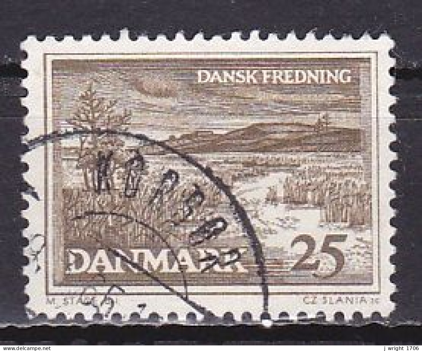 Denmark, 1964, Natural Preservation/R. Karup Landscape, 25ø, USED - Gebruikt