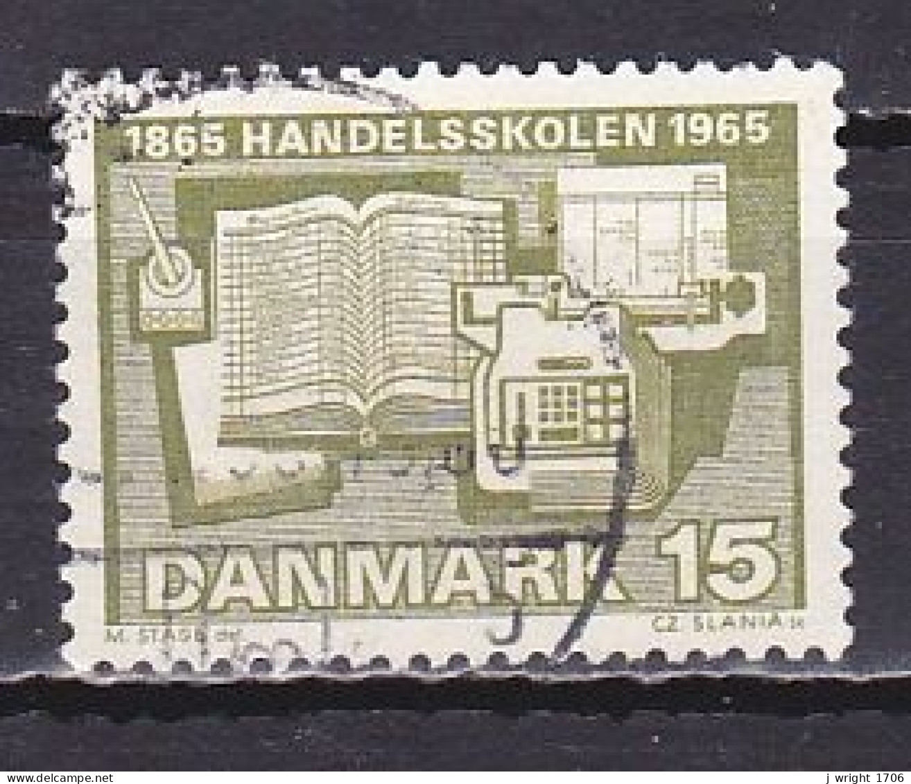 Denmark, 1965, Commercial School Centenary, 15ø, USED - Gebruikt