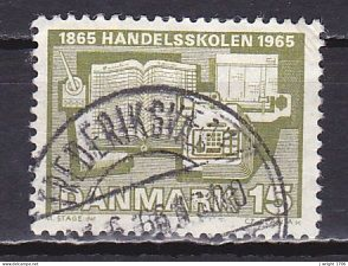 Denmark, 1965, Commercial School Centenary, 15ø, USED - Usati