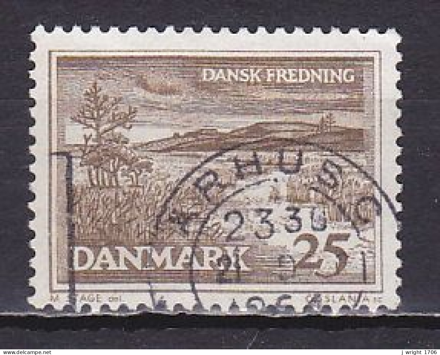 Denmark, 1964, Natural Preservation/R. Karup Landscape/Fluorescent, 25ø, USED - Gebruikt