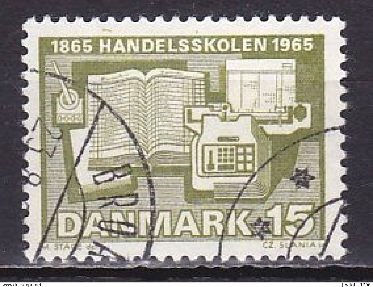 Denmark, 1965, Commercial School Centenary, 15ø, USED - Oblitérés