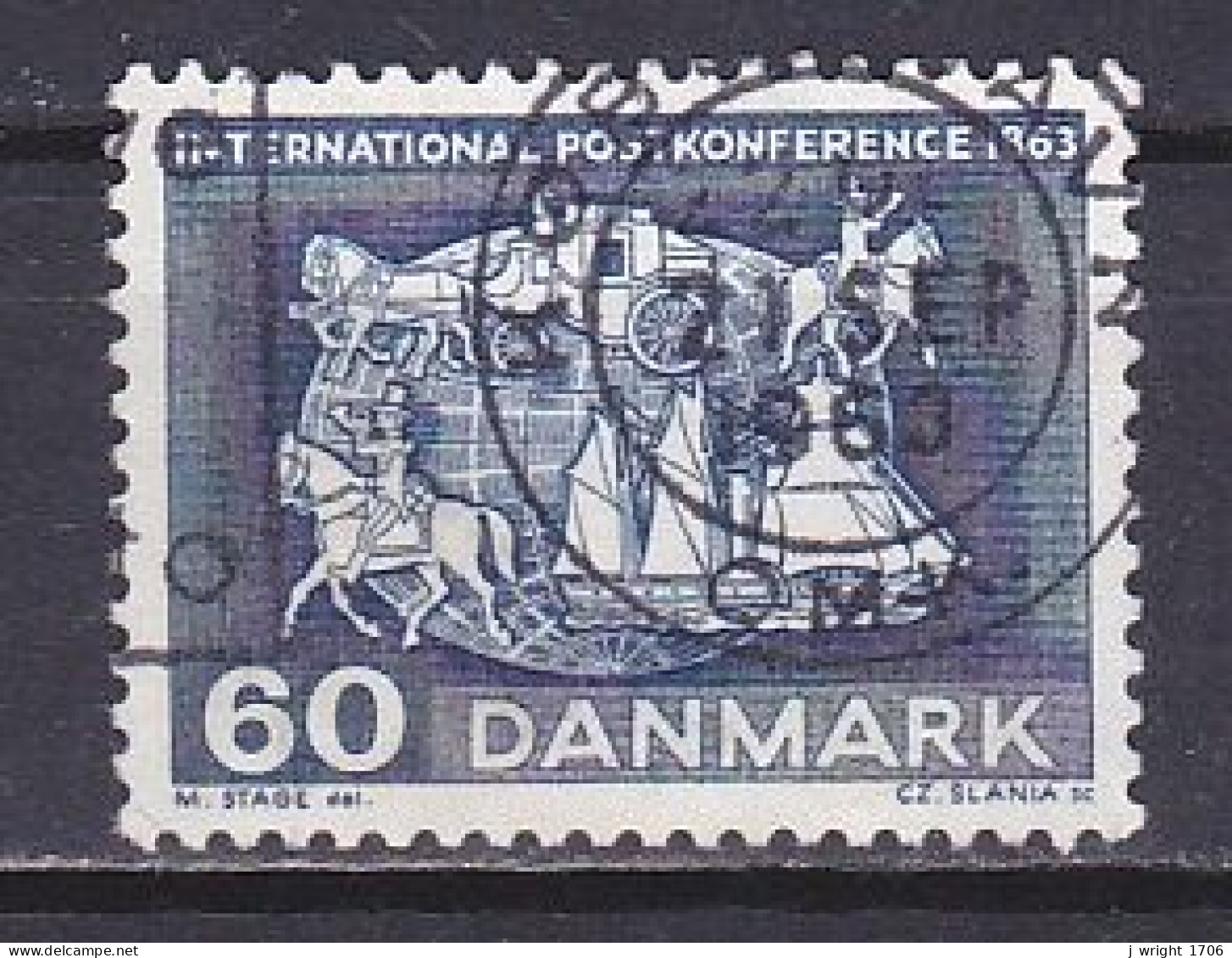 Denmark, 1963, Paris Postal Conf. Centenary, 60ø, USED - Gebraucht