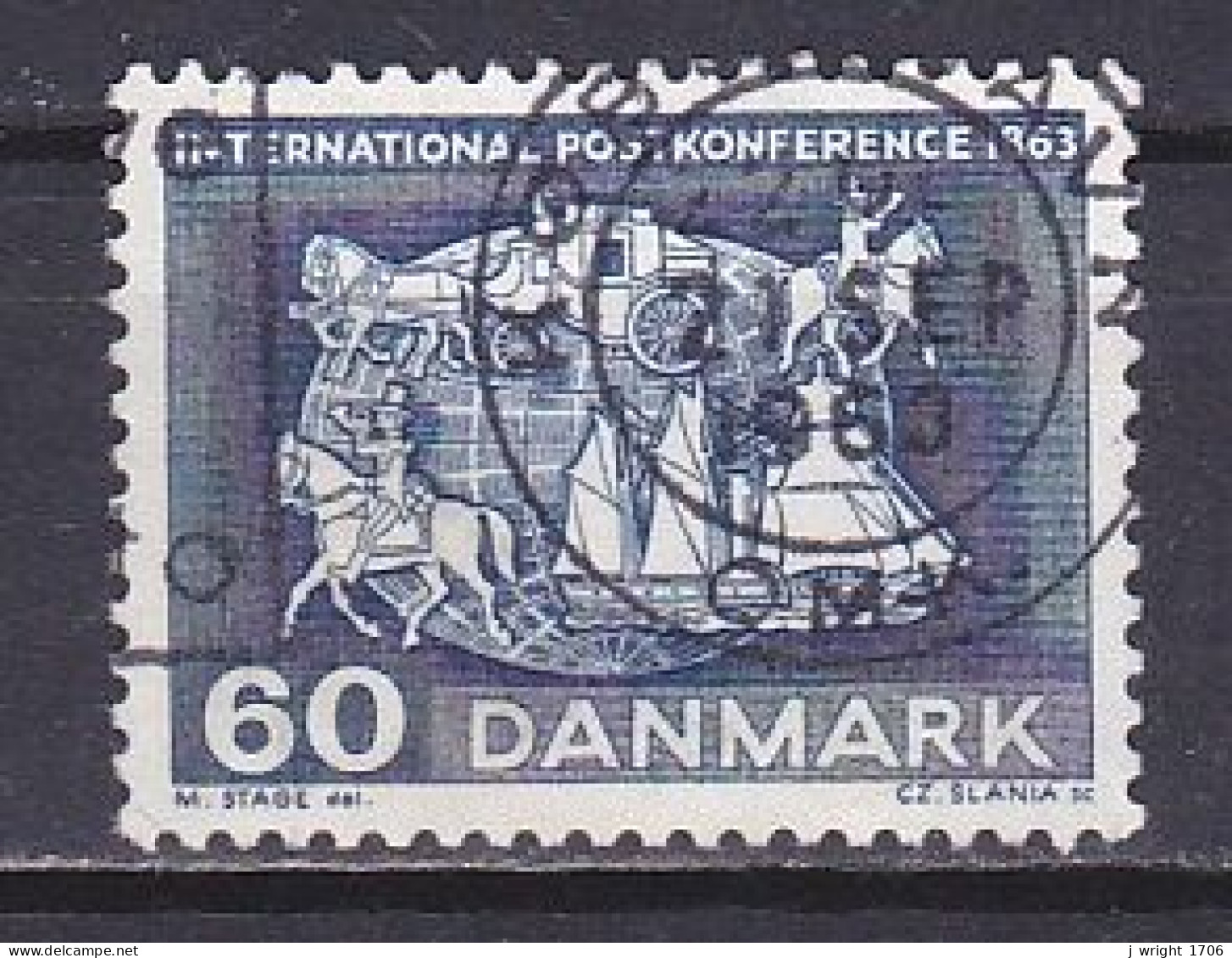 Denmark, 1963, Paris Postal Conf. Centenary, 60ø, USED - Usati