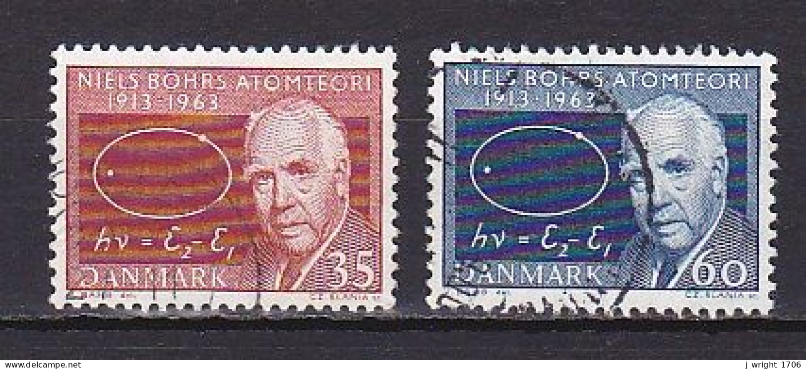 Denmark, 1963, Bohr's Atomic Theory 50th Anniv, Set, USED - Gebraucht