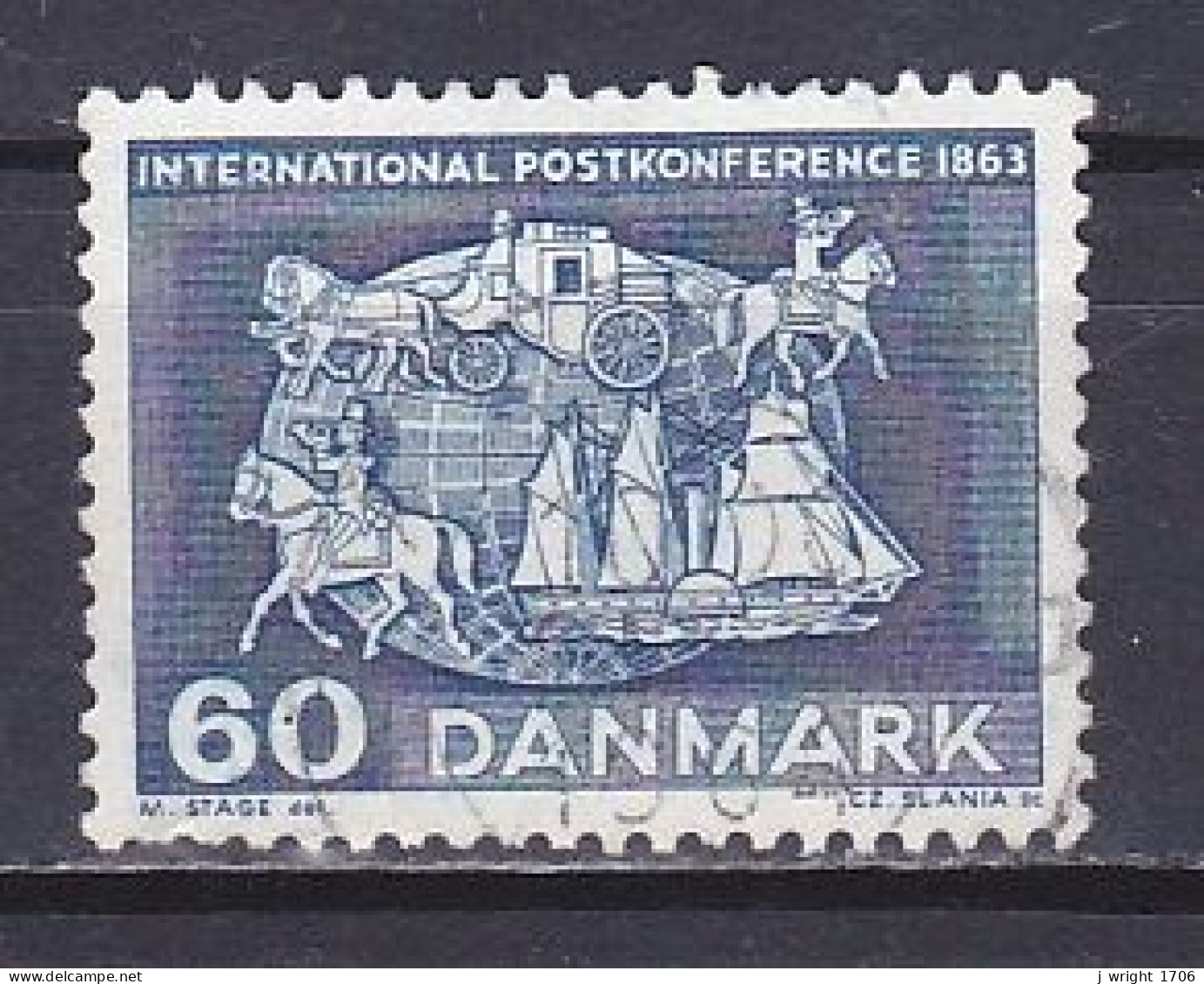 Denmark, 1963, Paris Postal Conf. Centenary, 60ø, USED - Gebraucht