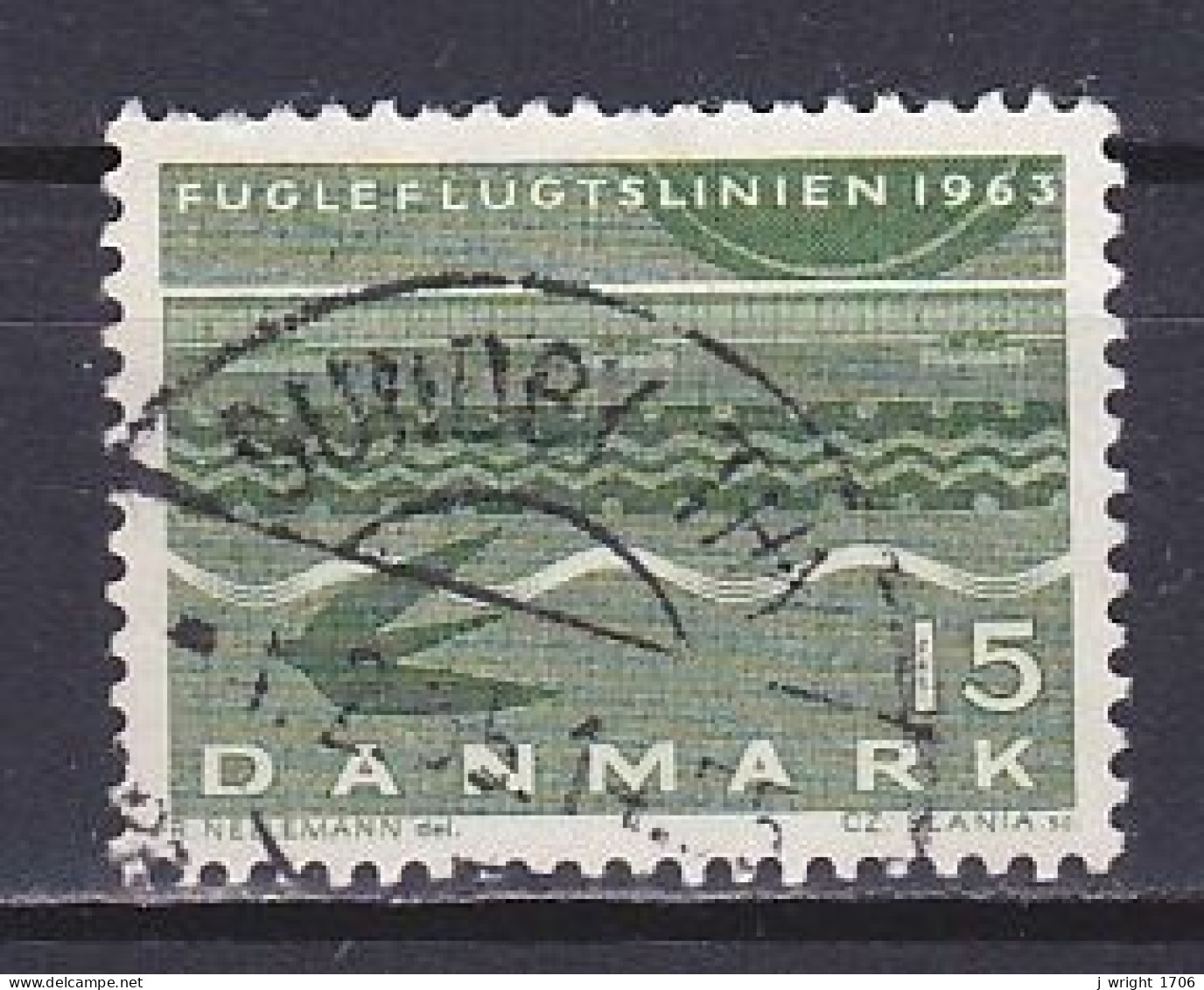 Denmark, 1963, Denmark-Germany Railway Link/Fluorescent, 15ø, USED - Gebruikt