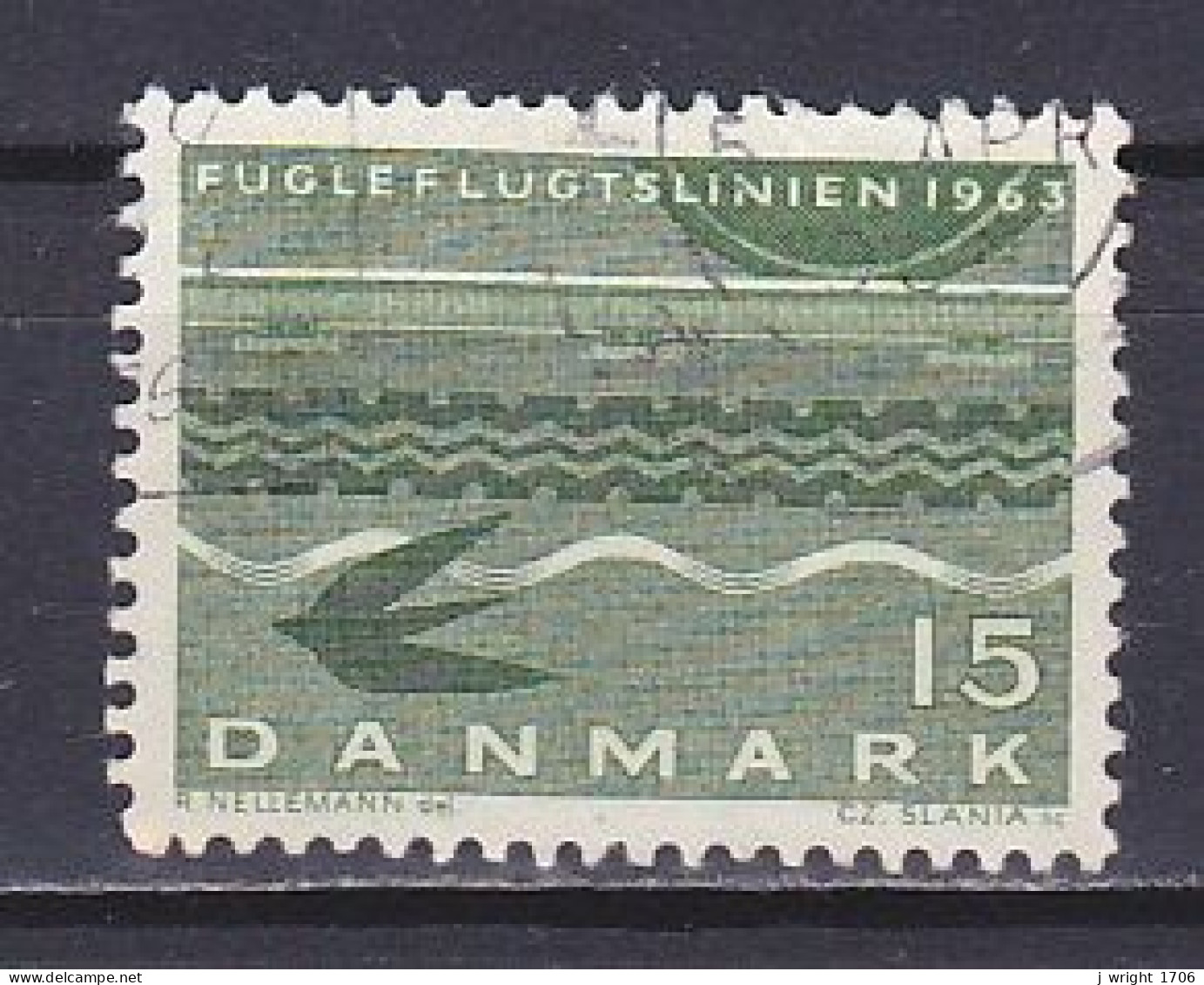 Denmark, 1963, Denmark-Germany Railway Link/Fluorescent, 15ø, USED - Gebraucht