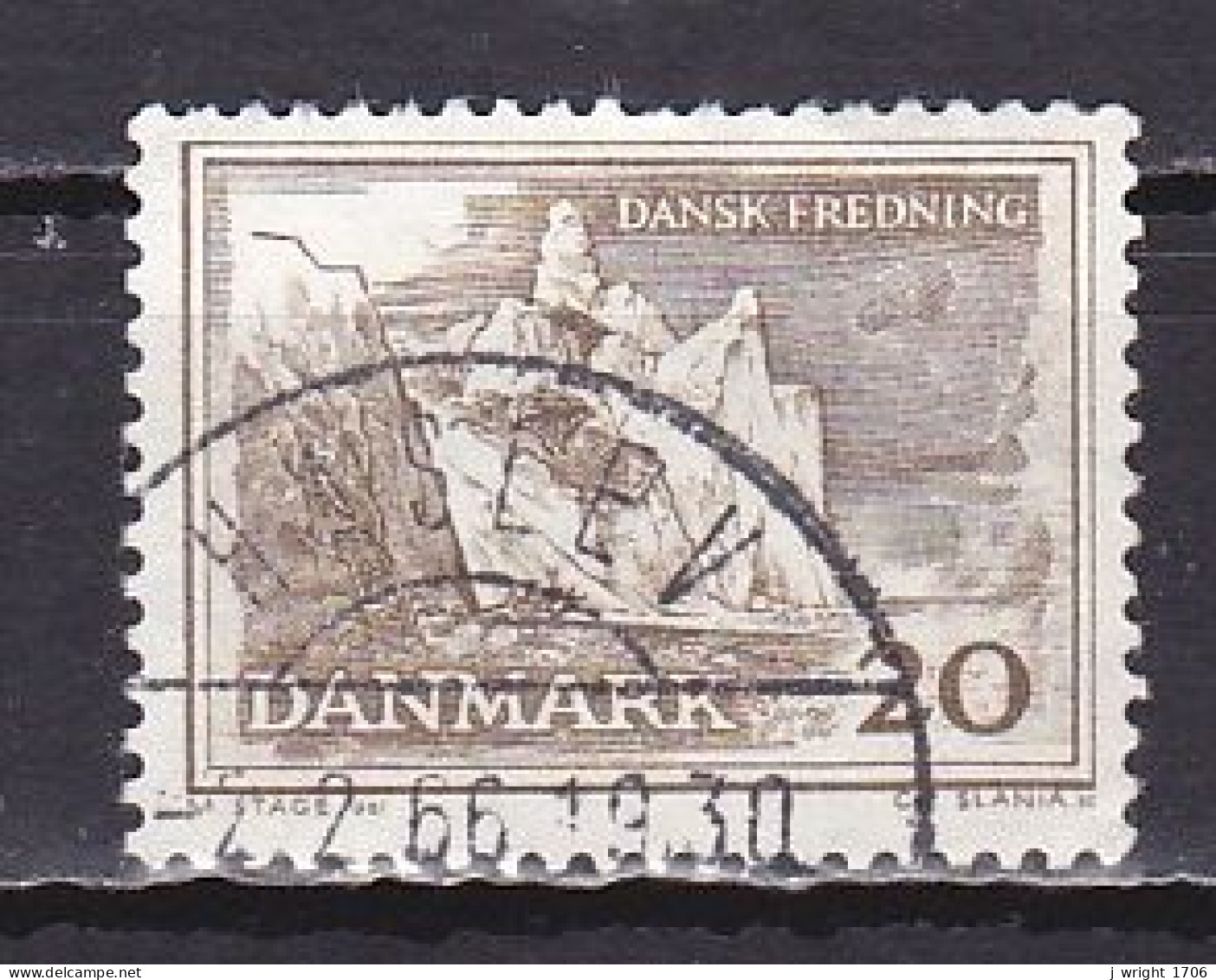 Denmark, 1962, Natural Preservation/Møn Cliffs, 20ø, USED - Usado