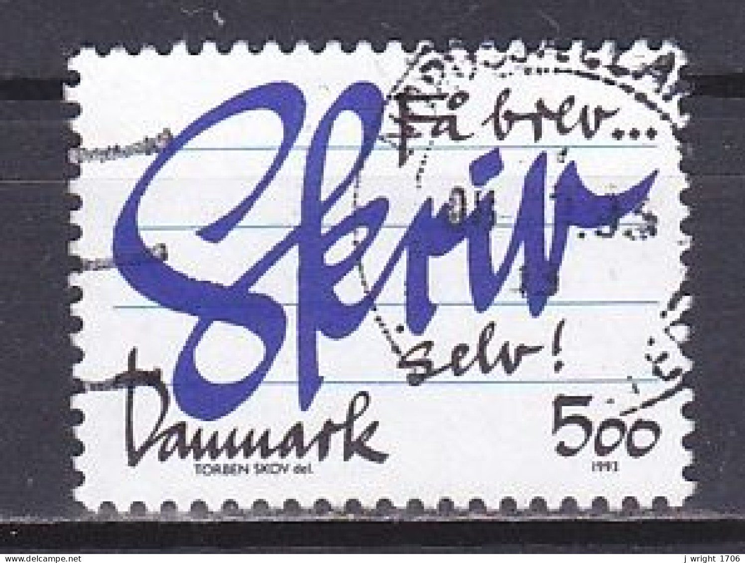 Denmark, 1993, Letter-writing Campaign, 5.00kr, USED - Gebraucht