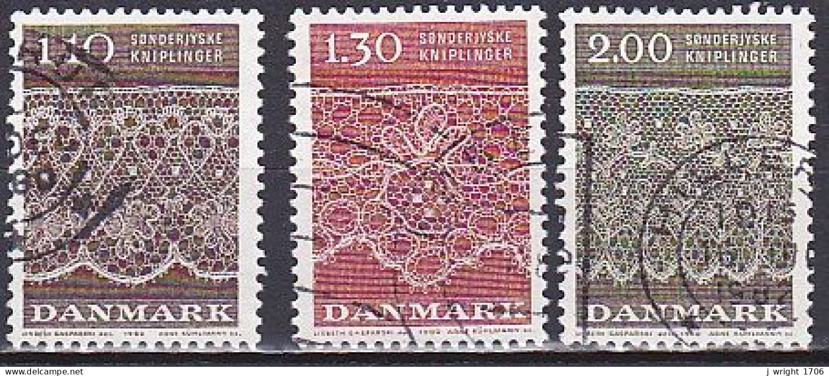 Denmark, 1980, Lace Patterns, Set, USED - Gebruikt