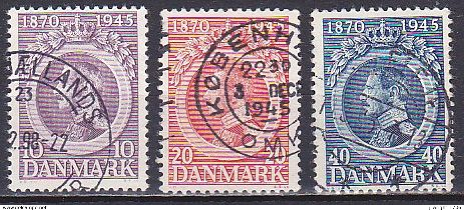 Denmark, 1945, King Christian X 75th Birthday, Set, USED - Usado