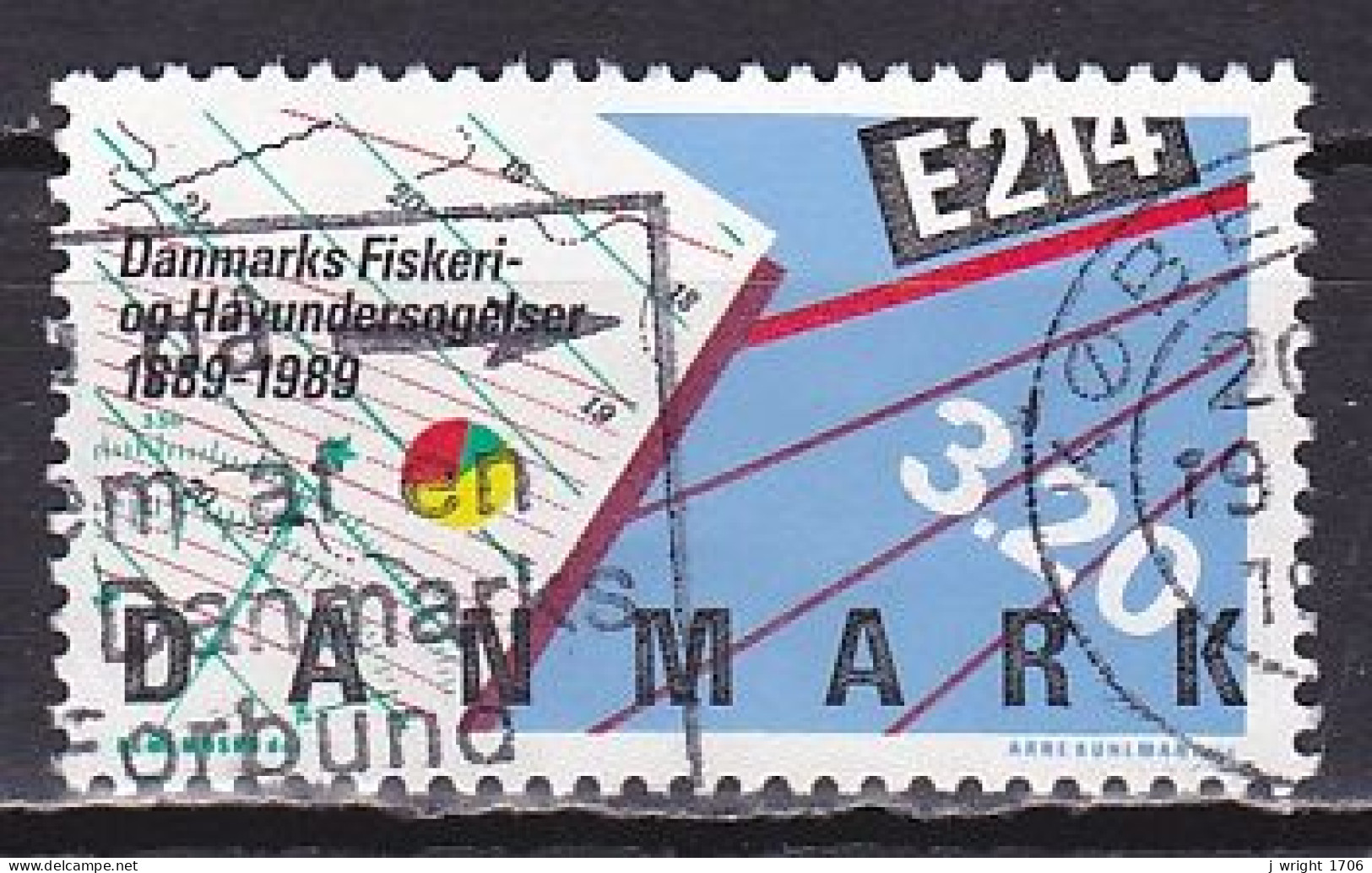 Denmark, 1989, Fishery & Marine Research Institute, 3.20kr, USED - Usado