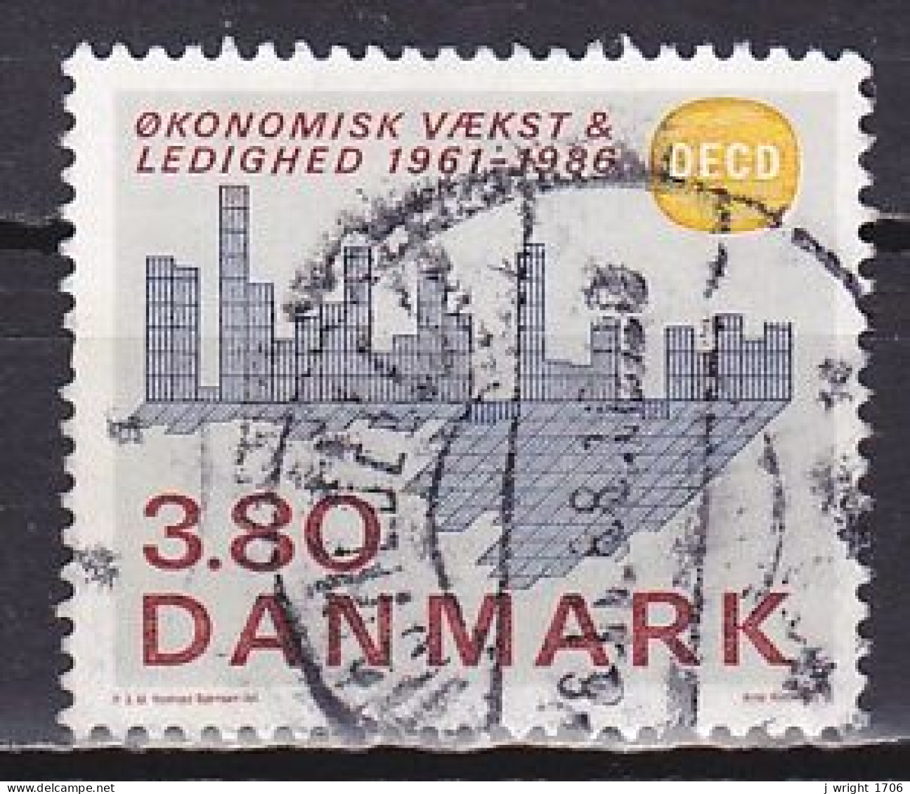 Denmark, 1986, OECD 25th Anniv, 3.80kr, USED - Gebraucht
